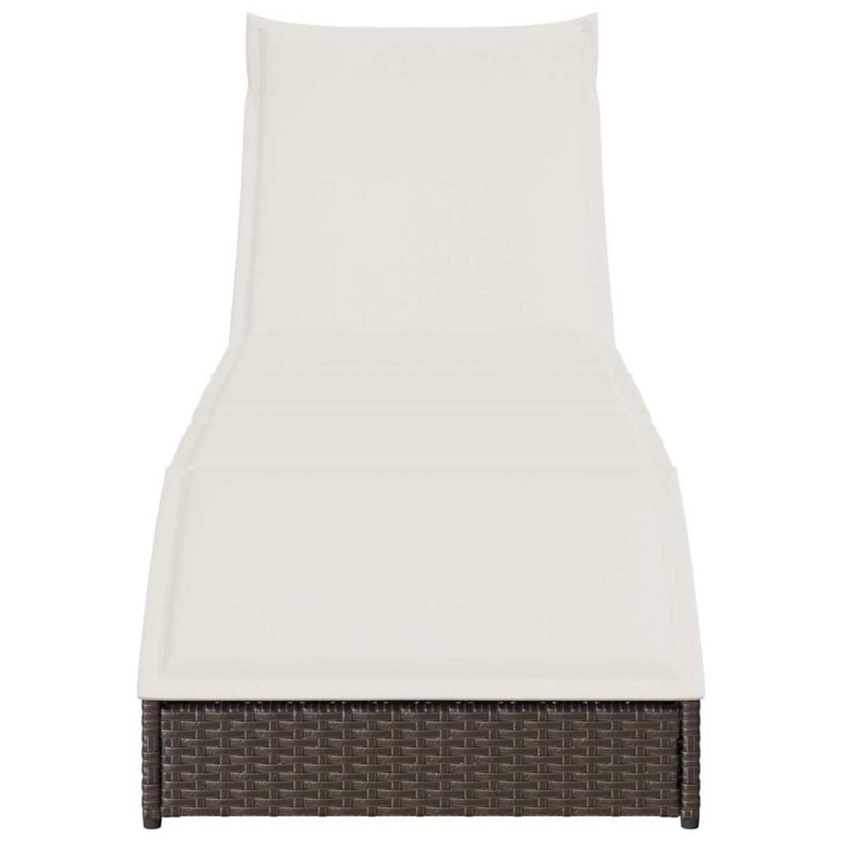 VIDAXL Chaise longue pliante coussin rangement marron resine tressee