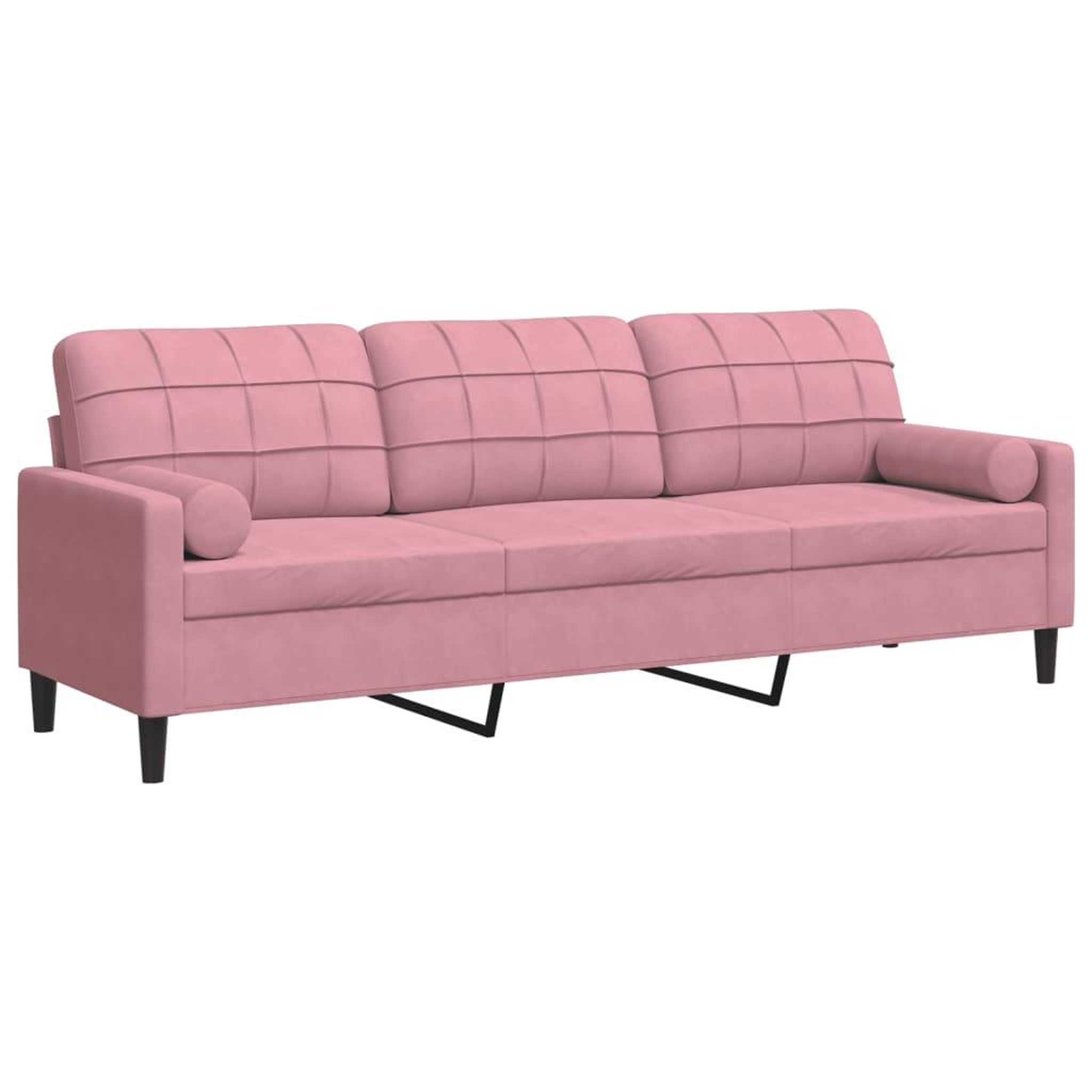 Voir la diapositive 2 : VIDAXL Canape 3 places avec oreillers decoratifs rose 210 cm velours