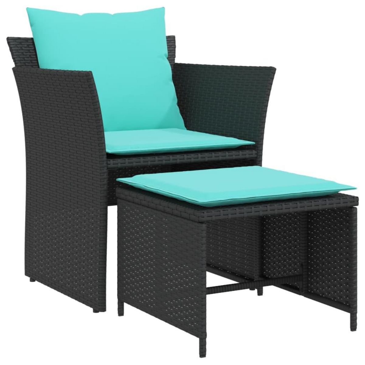 VIDAXL Chaise de jardin avec tabouret noir resine tressee