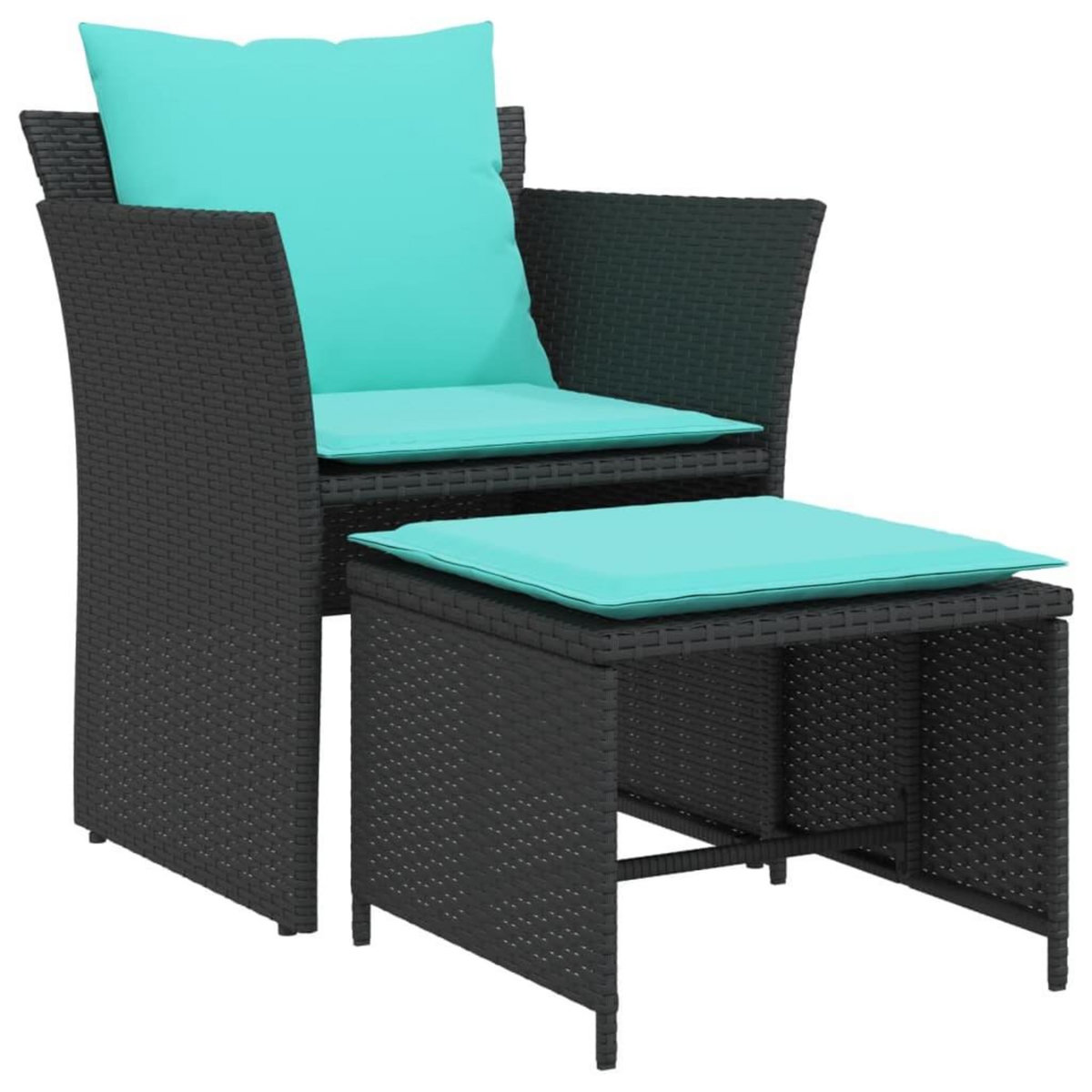 VIDAXL Chaise de jardin avec tabouret noir resine tressee