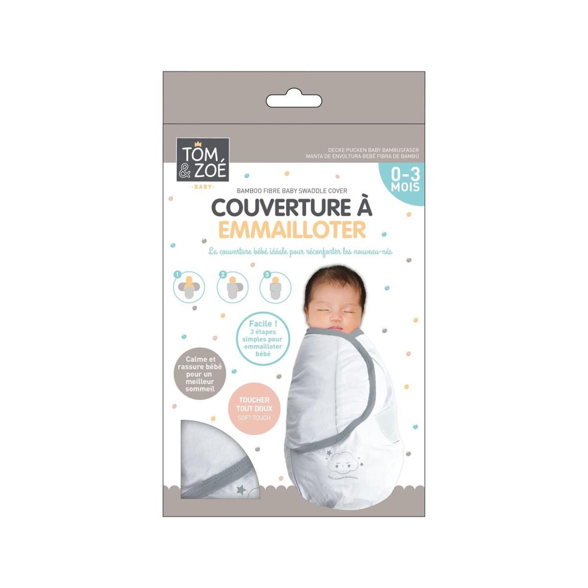Voir la diapositive 5 : Tom & Zoé Couverture à emmailloter  bébé  0-3 mois blanc