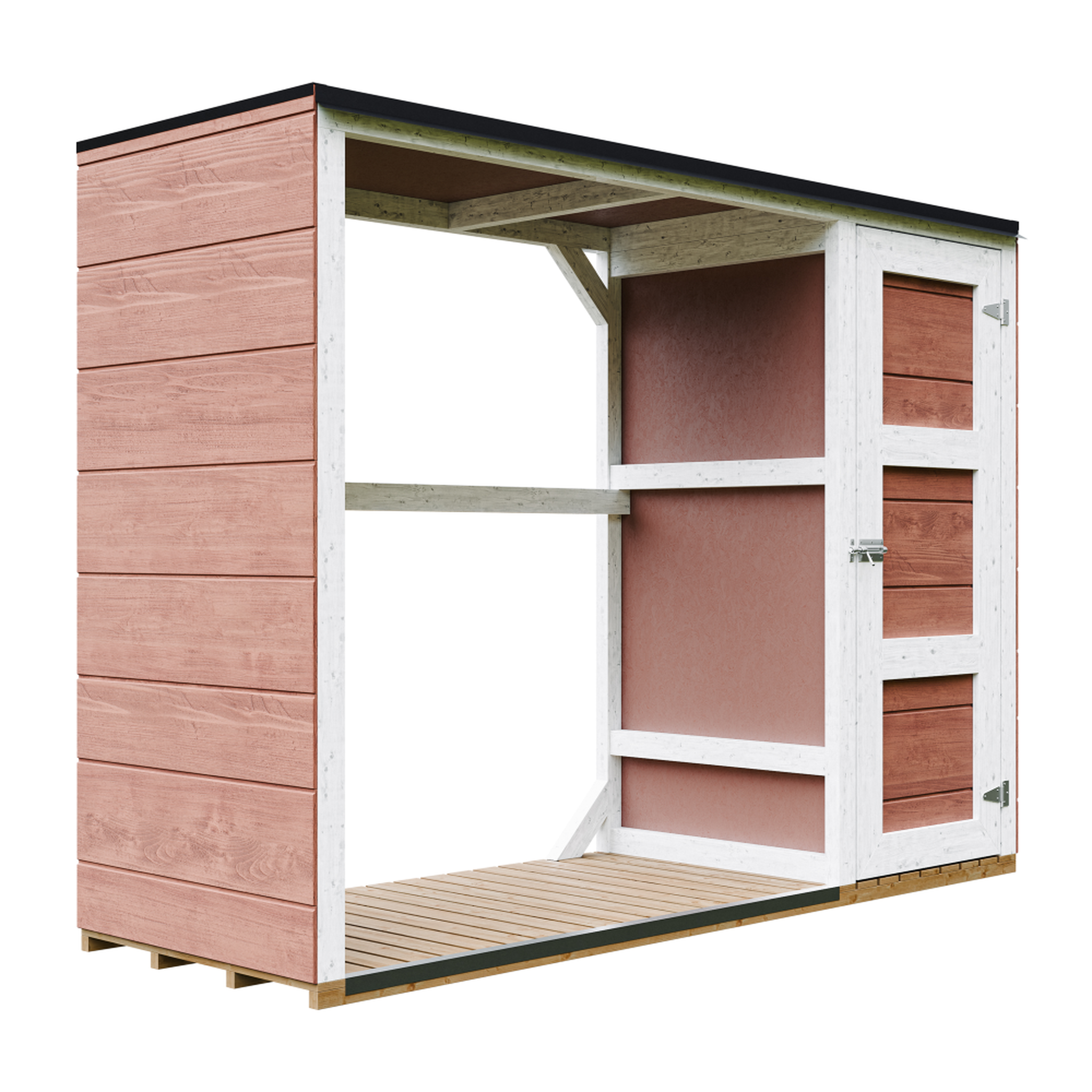 Voir la diapositive 1 : TIMBELA Abri à bûches extérieur avec rangement latéral pour les outils - 1,09 m² + 0.53 m² M981