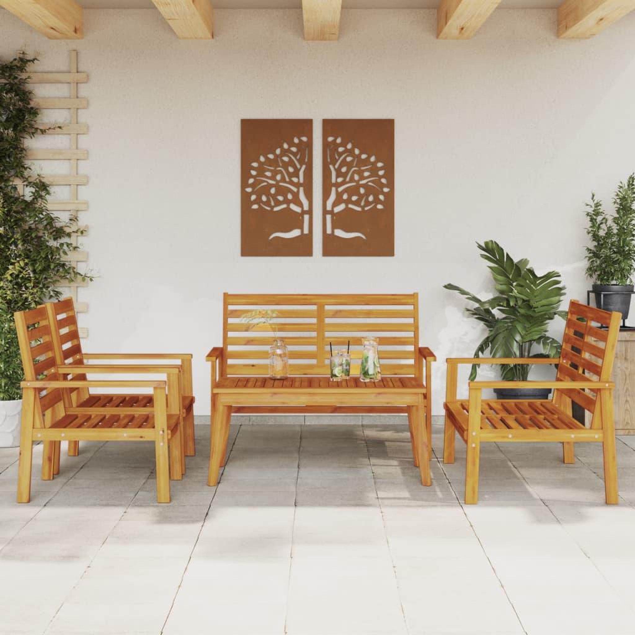 VIDAXL Salon de jardin 5 pcs bois d'acacia solide