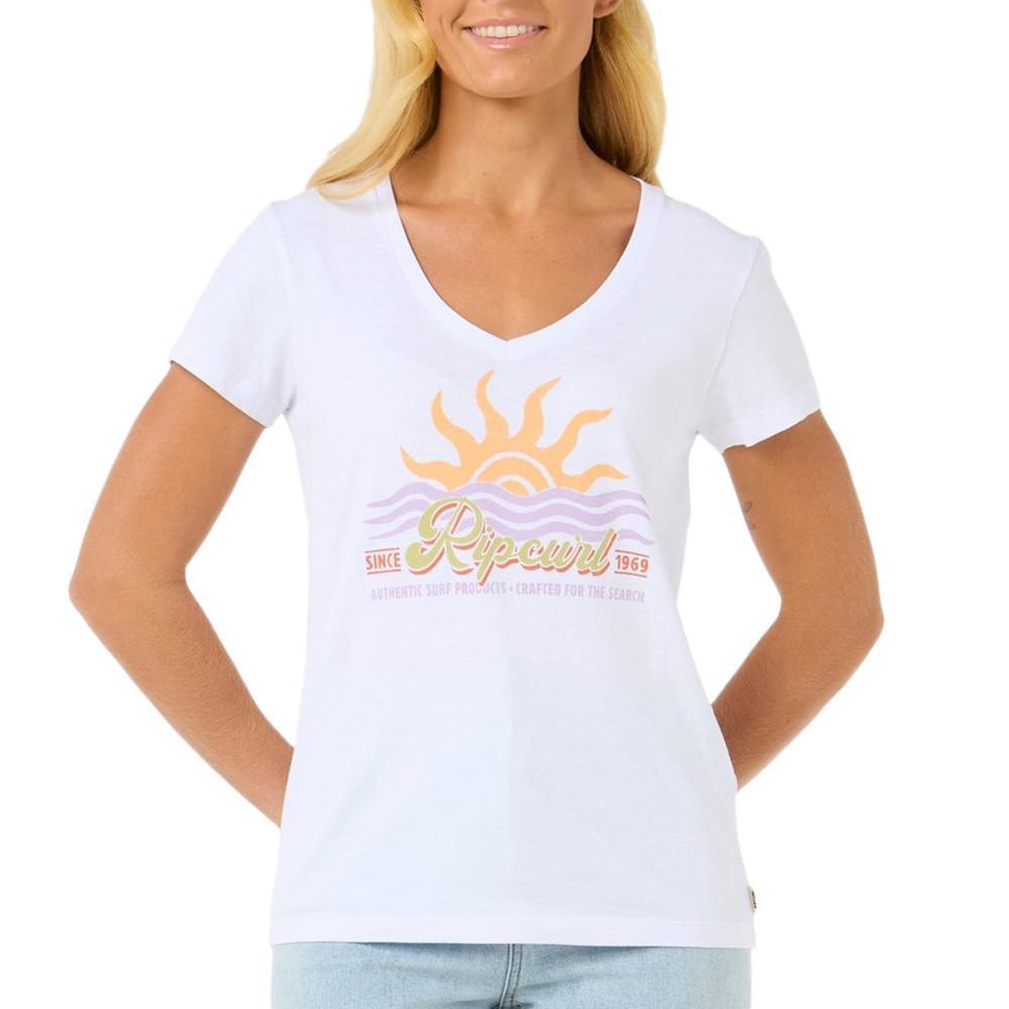 Rip Curl T-Shirt Blanc Femme Rip Curl Cala. Coloris disponibles : Blanc