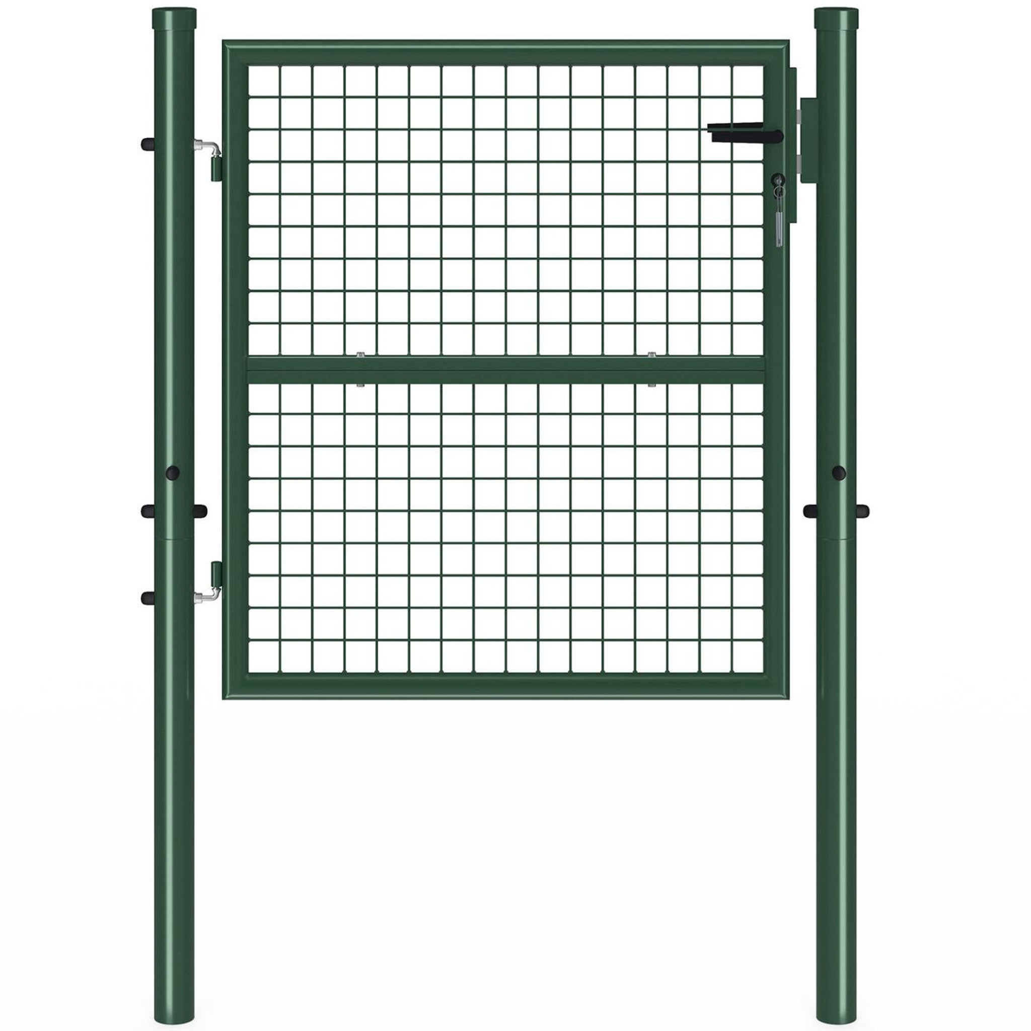 ID MARKET Portillon de jardin 105 x 100 cm en acier avec serrure et poignée vert