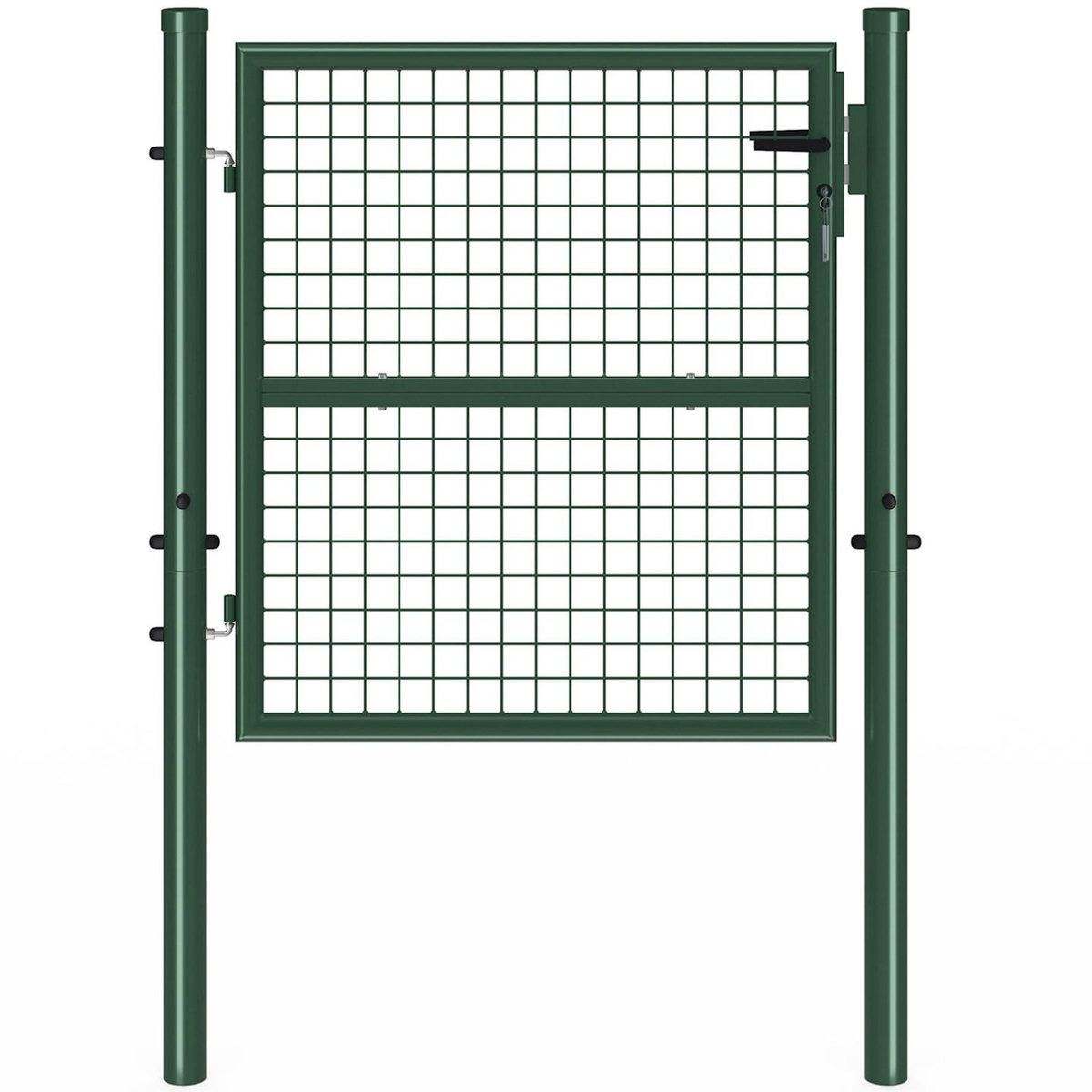 ID MARKET Portillon de jardin 105 x 100 cm en acier avec serrure et poignée vert