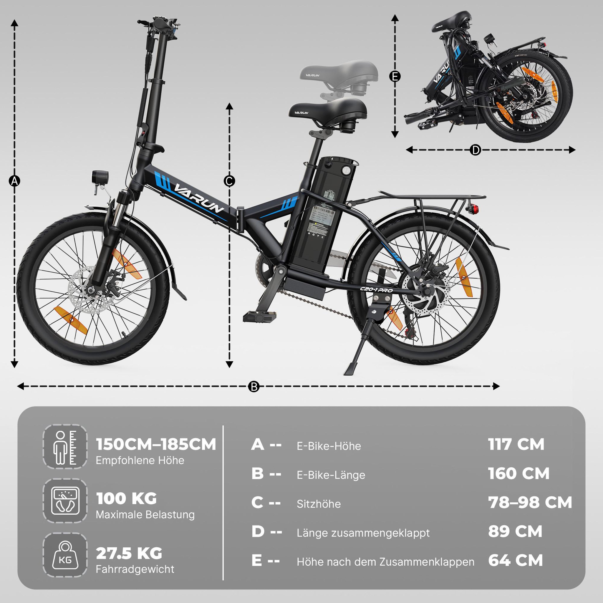 Voir la diapositive 6 : VARUN Vélo électrique pliable 20  varun c20-1 pro