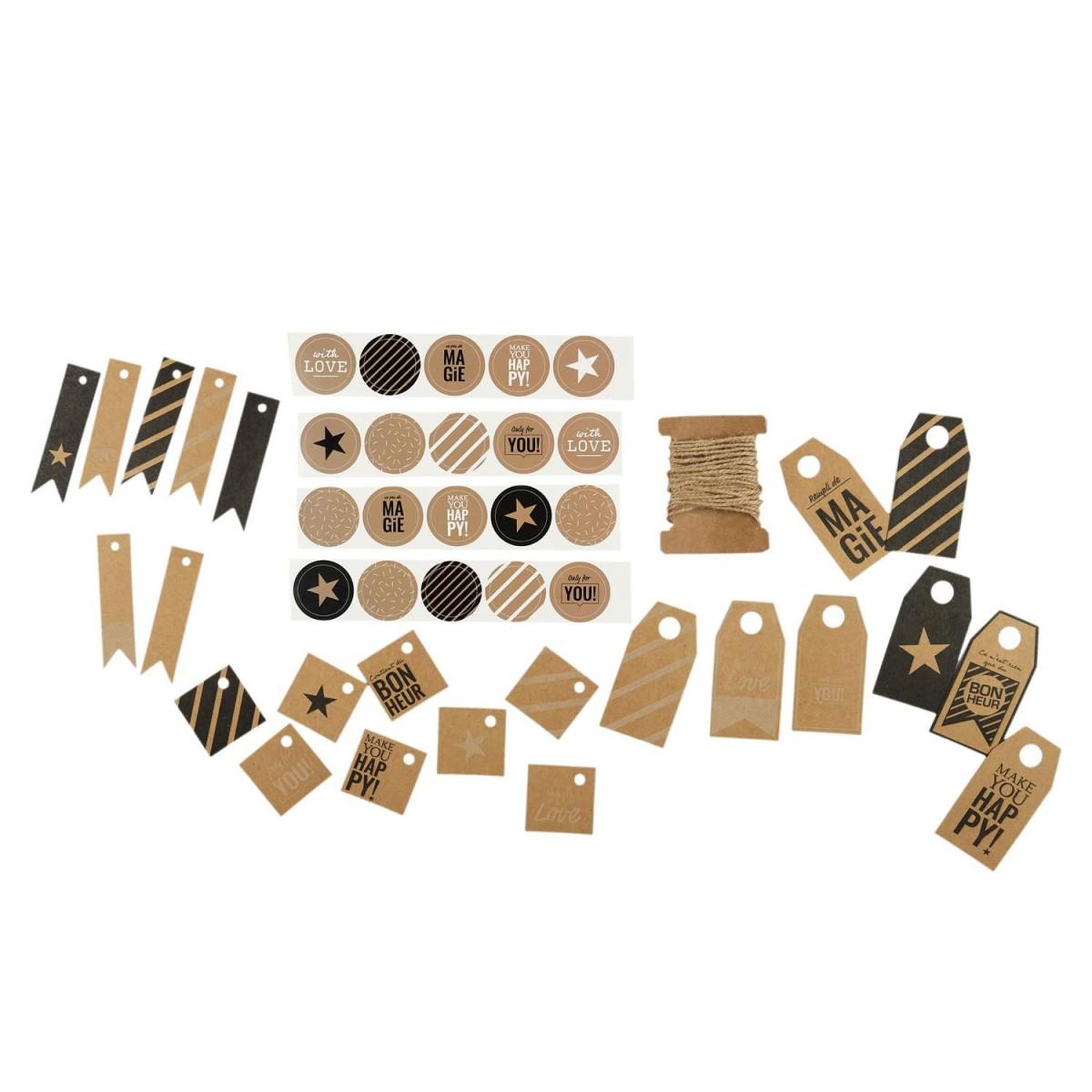 PARTY TIME Coffret déco cadeaux  kraft  30cm marron
