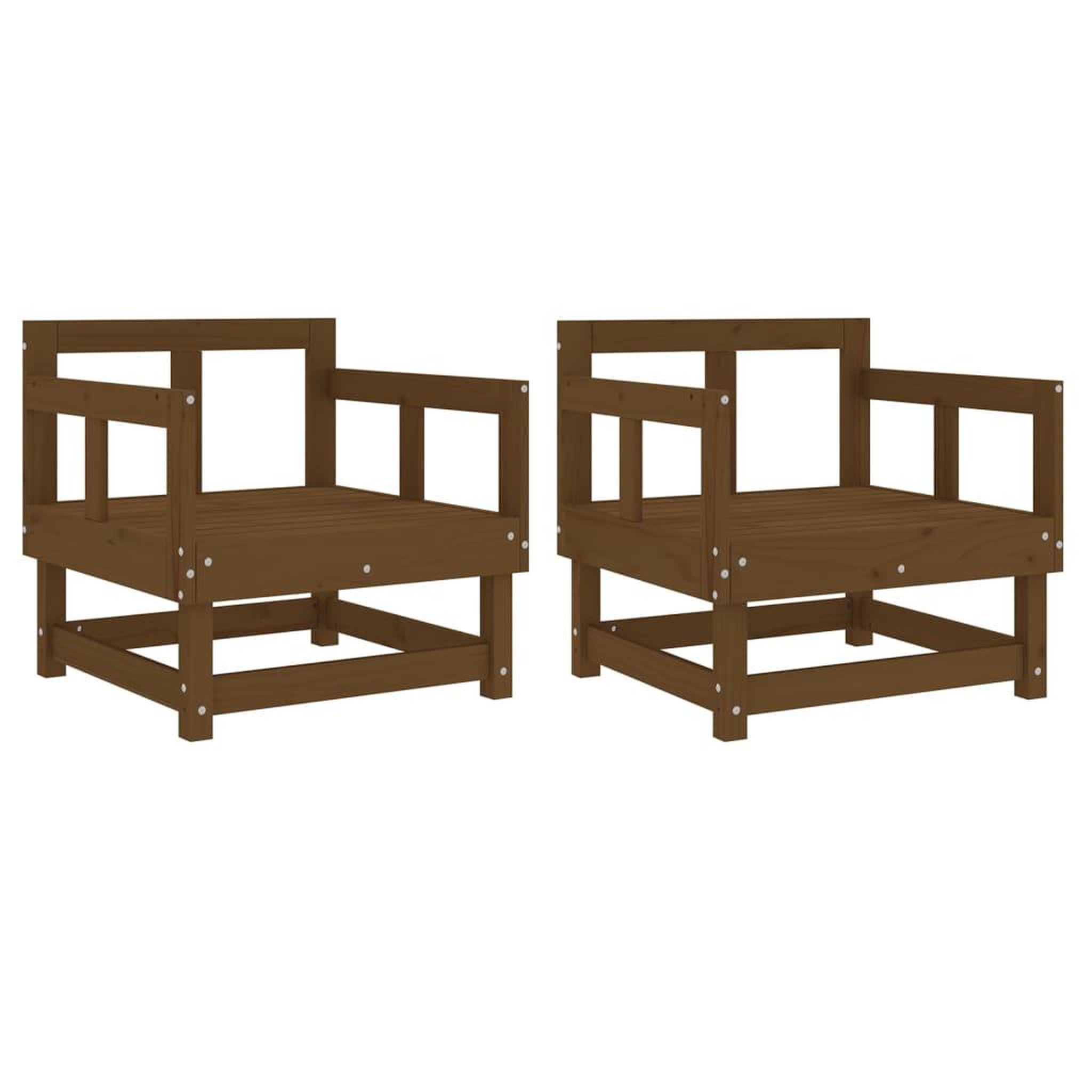 Voir la diapositive 2 : VIDAXL Chaises de jardin lot de 2 marron miel bois massif de pin