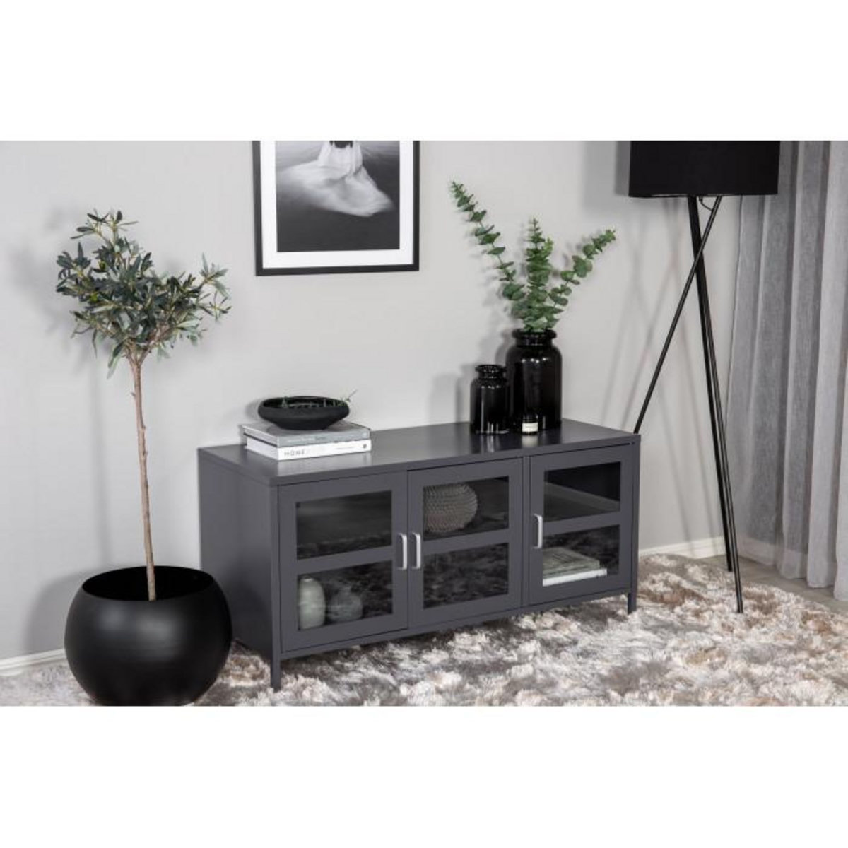 Paris Prix Meuble TV 3 Portes  Acero  120cm Gris Clair