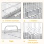 PAWHUT Cage à oiseaux motif papillons - 3 portes, 2 perchoirs, 2 mangeoires, plateau excrément amovible, poignée transport - acier PP blanc