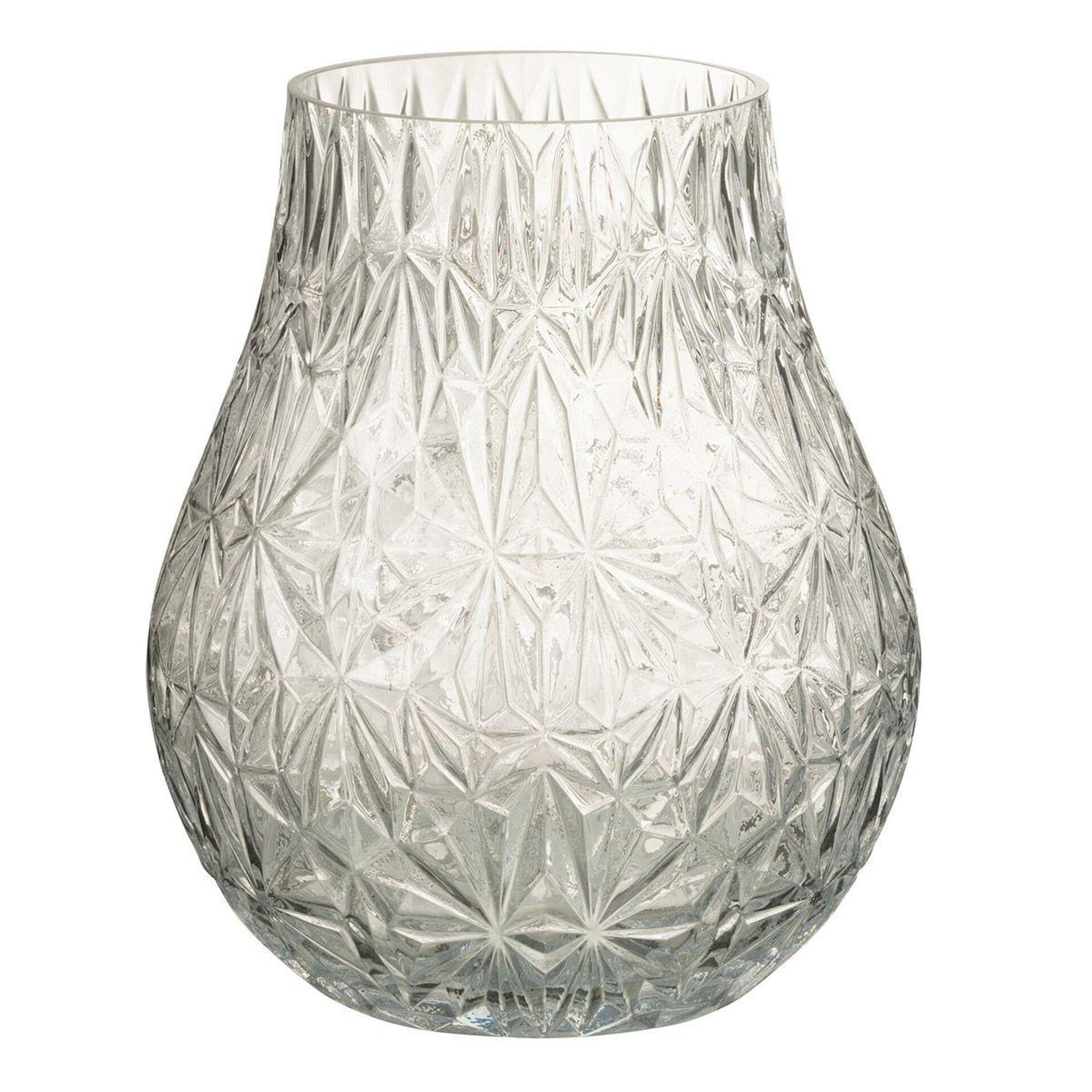 Voir la diapositive 1 : J-LINE Vase design en verre  diamant  22cm transparent