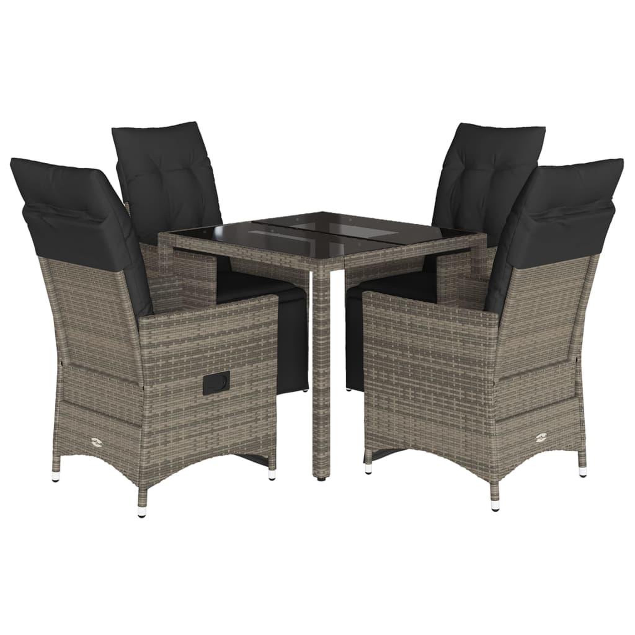Voir la diapositive 2 : VIDAXL Ensemble de bistro de jardin 5 pcs coussins gris poly rotin
