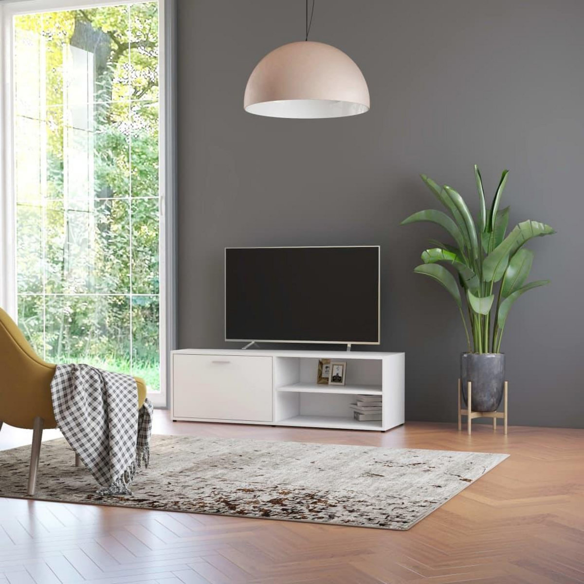 VIDAXL Meuble TV Blanc 120x34x37 cm Bois d'ingenierie
