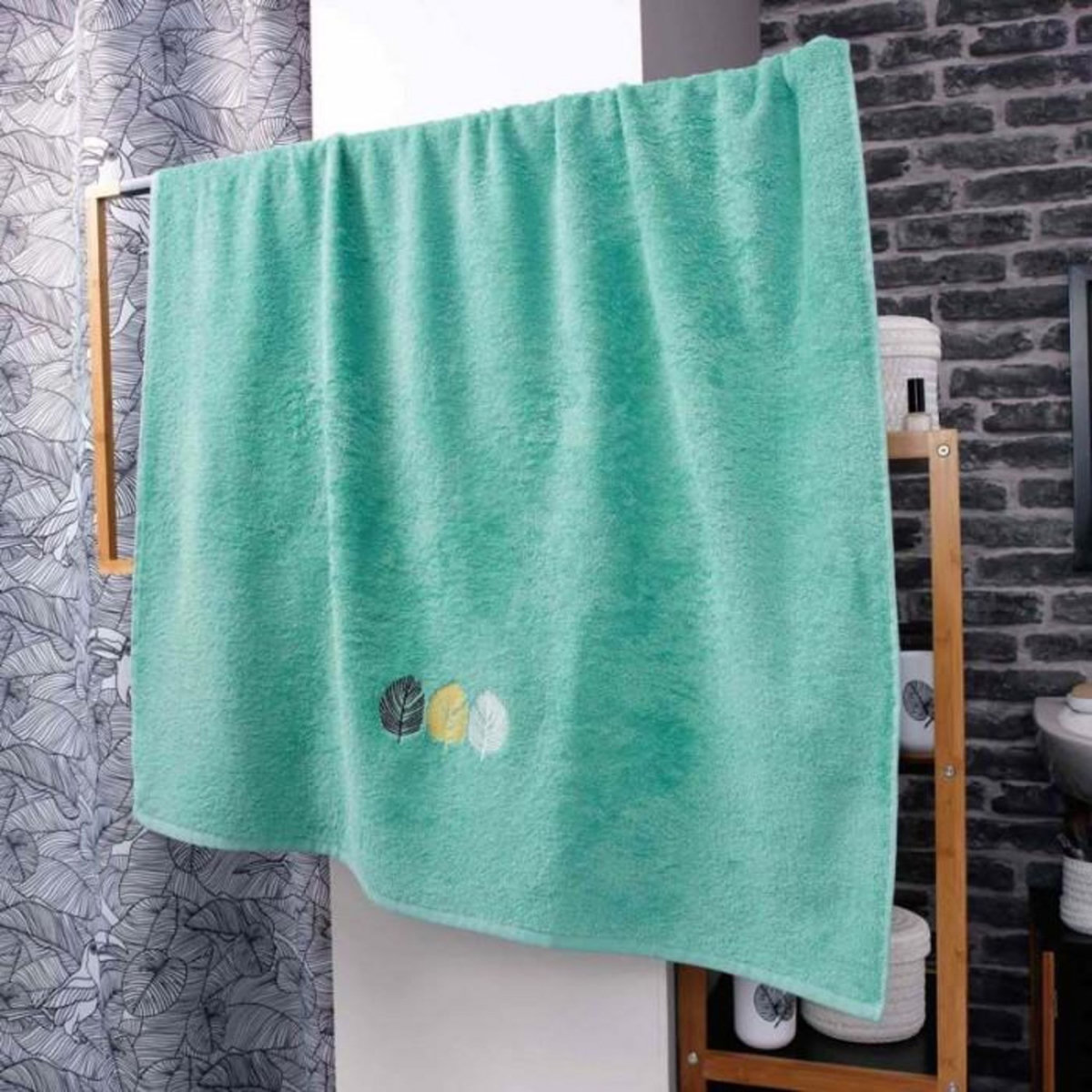 Paris Prix Drap de Bain  Fougerys  90x150cm Vert Menthe