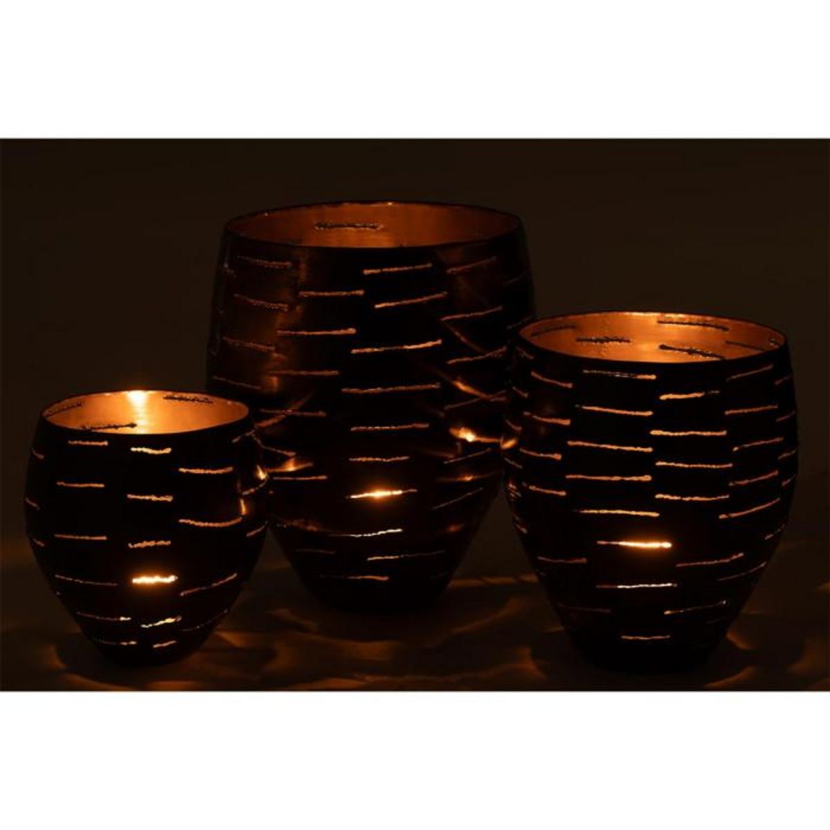 Paris Prix Lot de 3 Photophores en Métal  Wilburn  52cm Noir