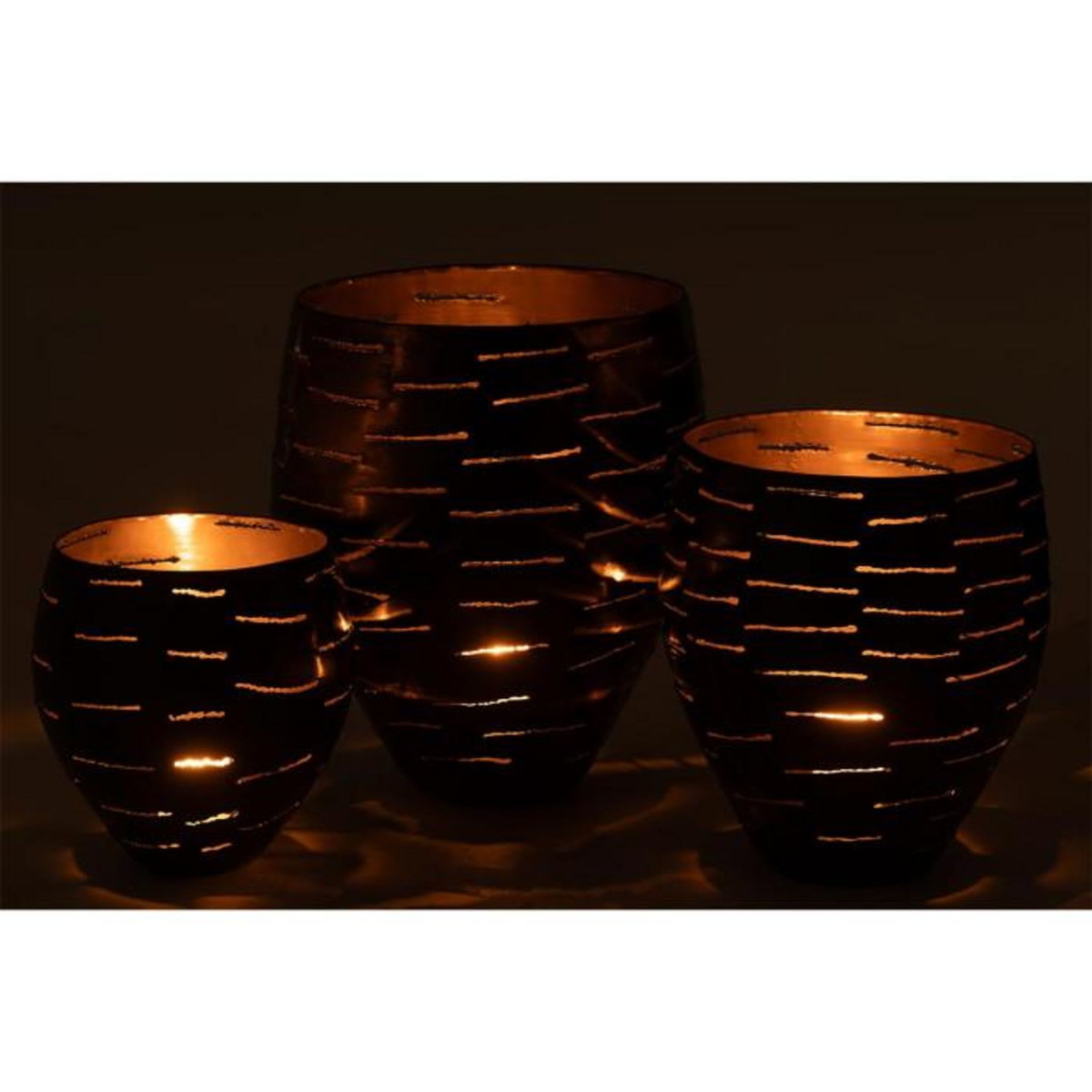 Paris Prix Lot de 3 Photophores en Métal  Wilburn  52cm Noir