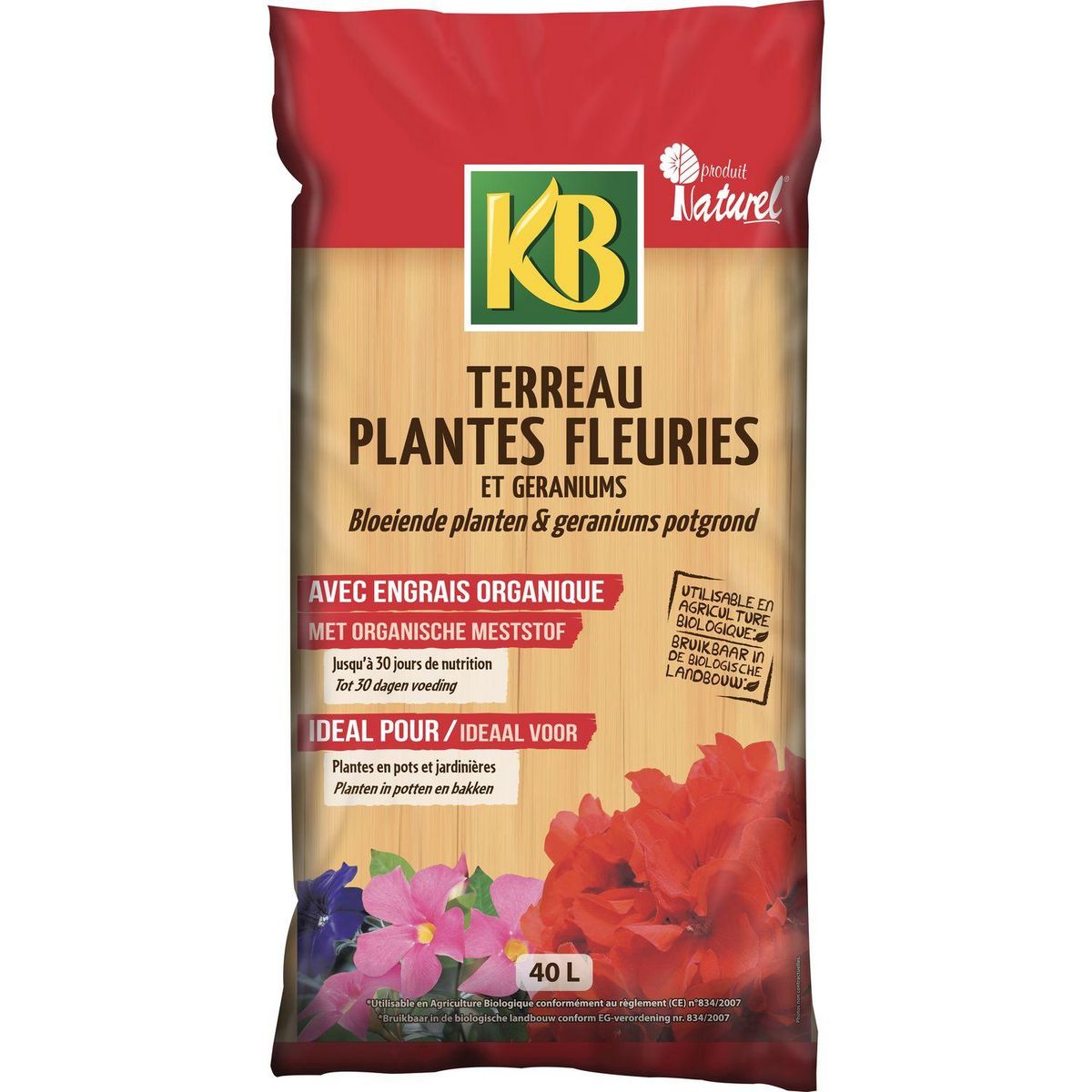 Terreau fleuries géranium 40L