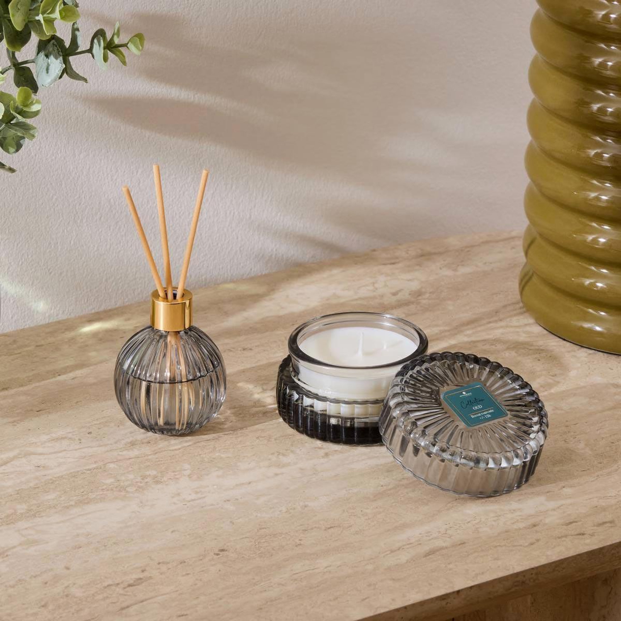 Voir la diapositive 5 : ATMOSPHERA Coffret senteur 2 pièces  albie  8cm bois de oud