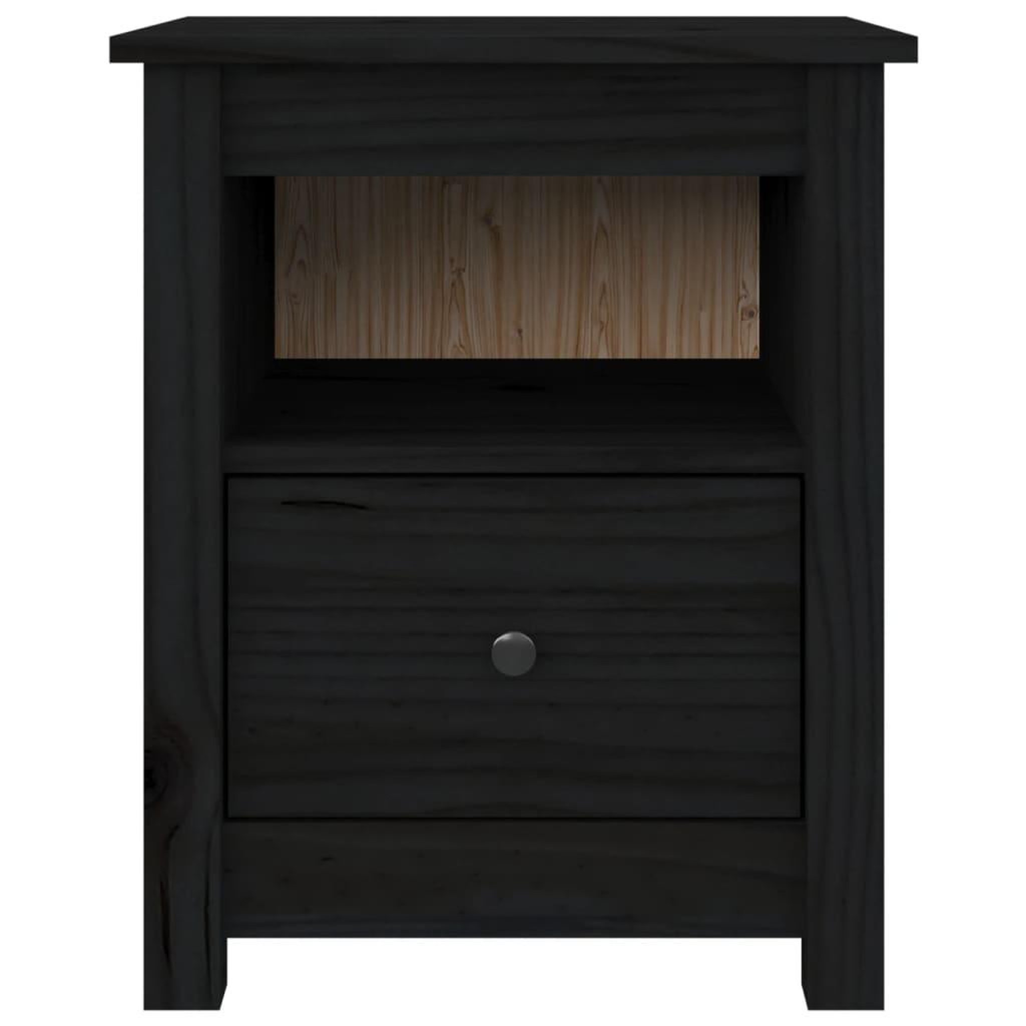 Voir la diapositive 5 : VIDAXL Table de chevet Noir 40x35x49 cm Bois de pin massif