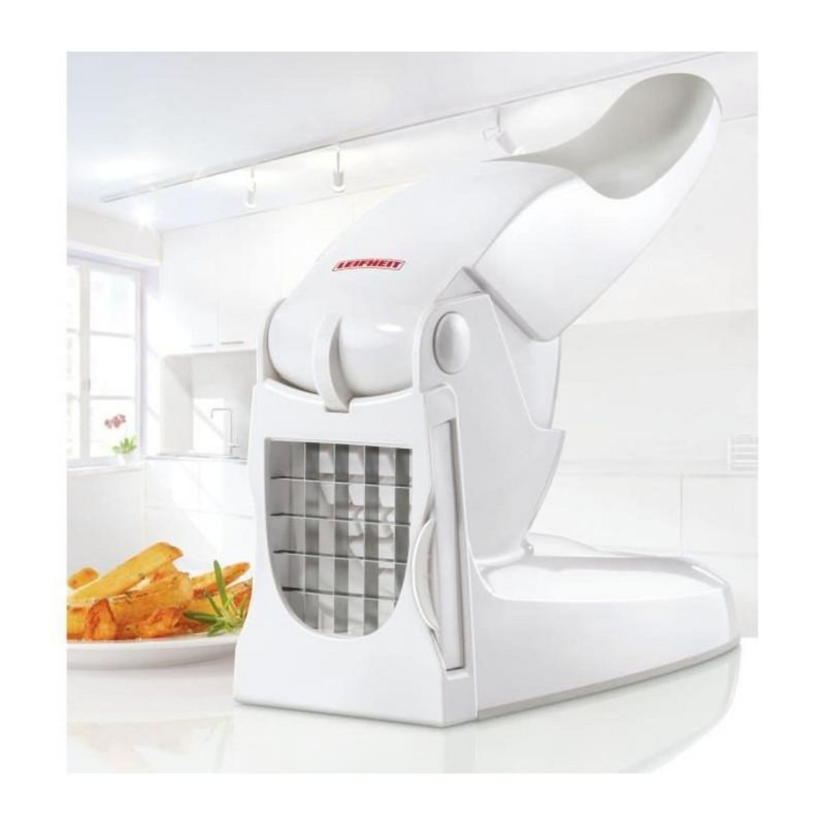 Leifheit LEIFHEIT 3206 Coupe-Frites, coupe des pommes de terre, coupe legumes antiderapant pour faire des batonnets de 10mm ou 12 mm