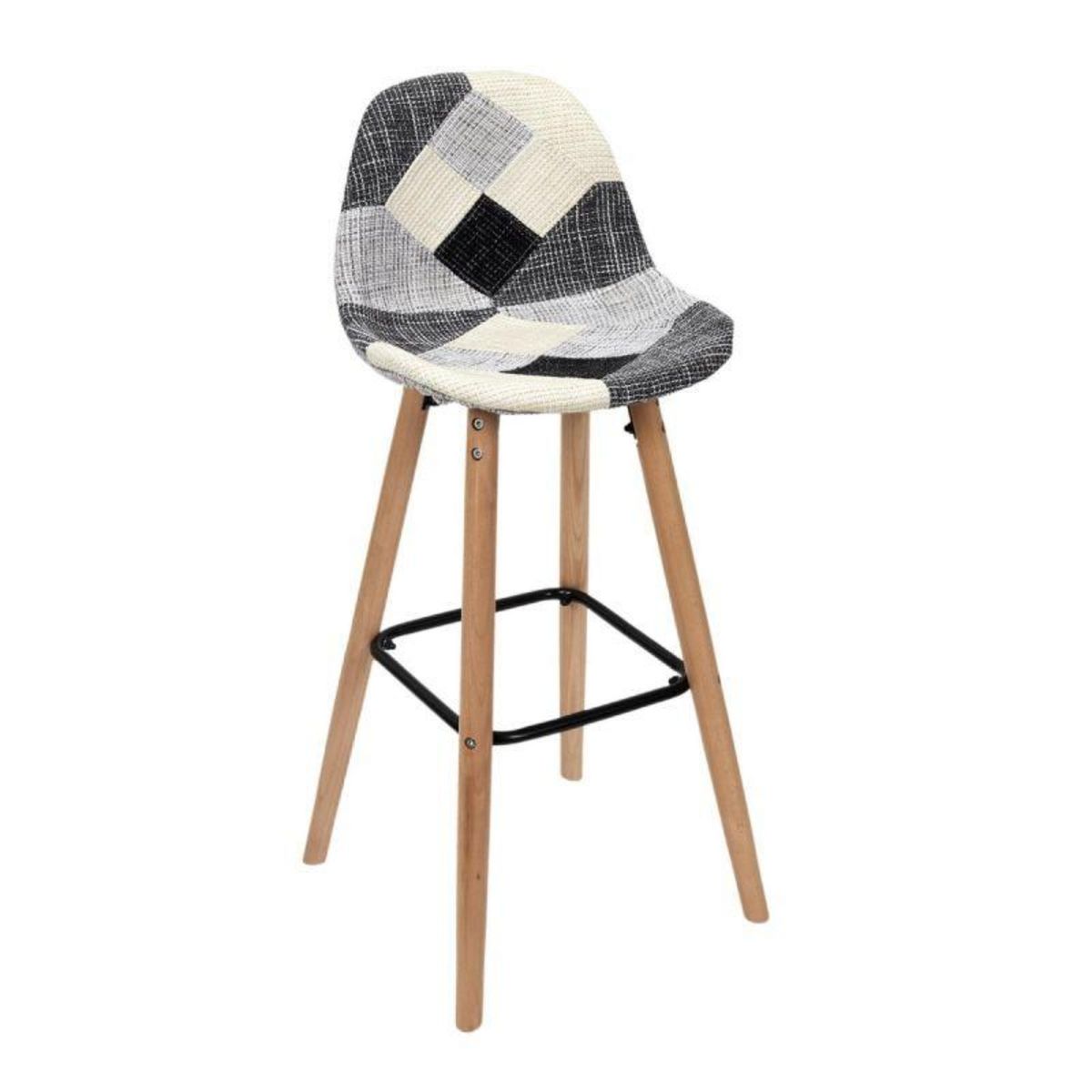 Paris Prix Lot de 2 Tabourets de Bar  Patchwork  92cm Gris