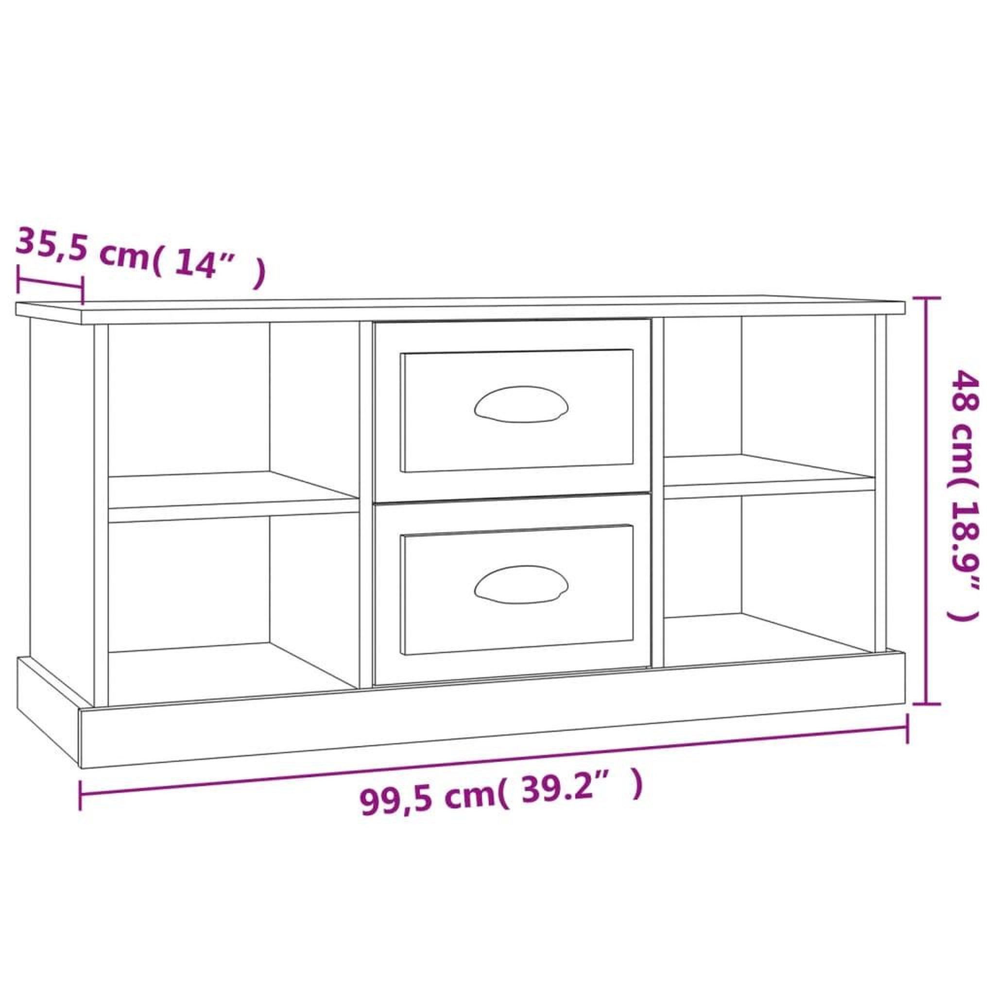 Voir la diapositive 6 : VIDAXL Meuble TV blanc 99,5x35,5x48 cm bois d'ingenierie