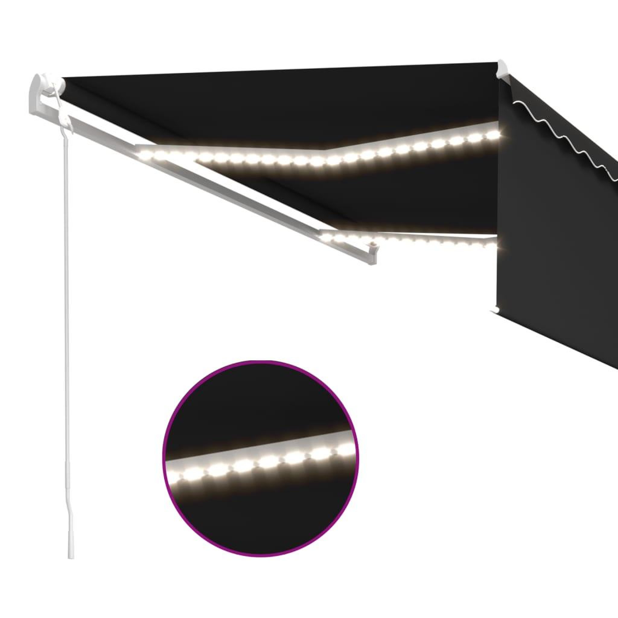 Voir la diapositive 5 : VIDAXL Auvent automatique store capteur de vent LED 4,5x3 m Anthracite