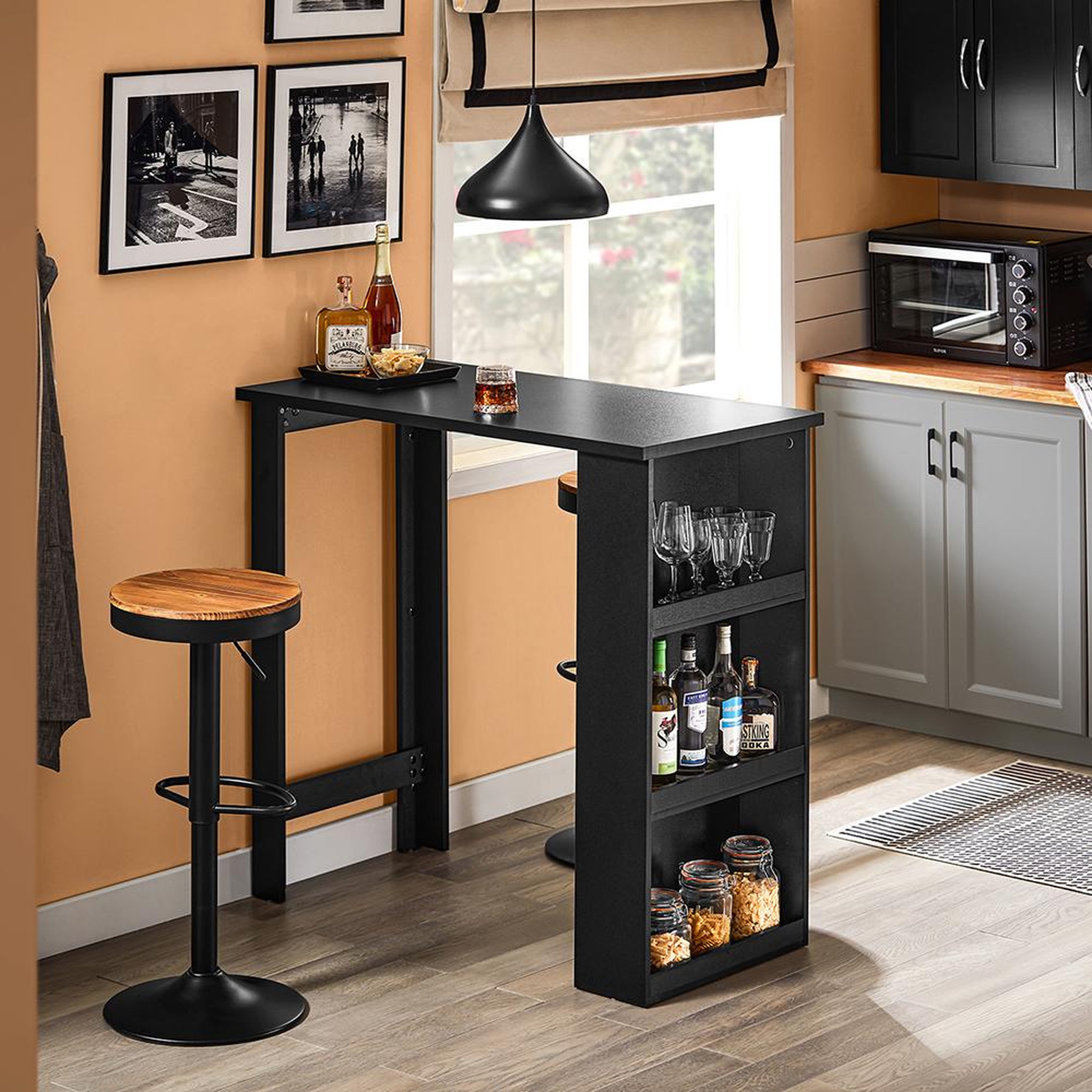 Voir la diapositive 4 : SOBUY SoBuy - Table Bar à 2 étagères - Industriel - FWT17-II