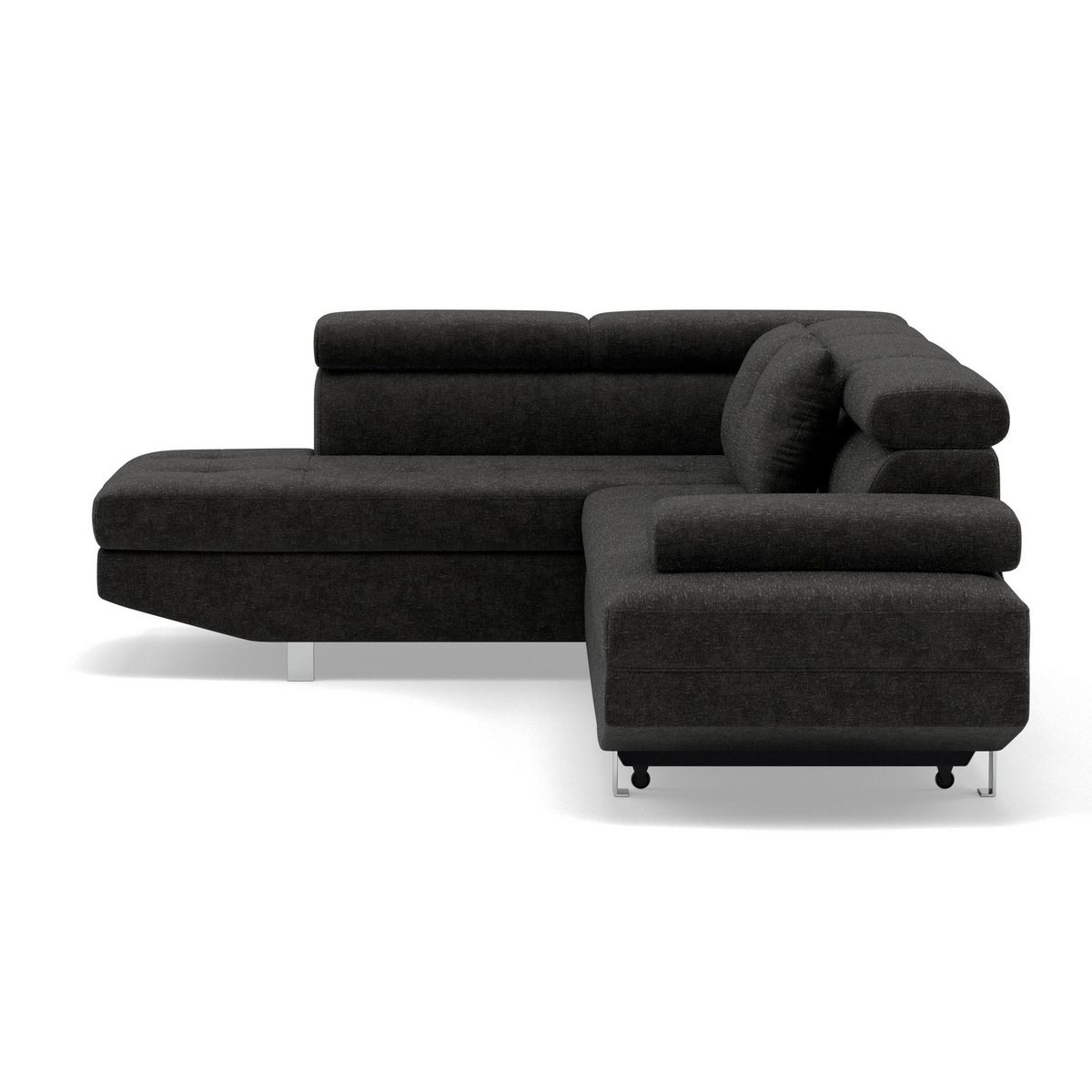 BEST MOBILIER Margaux - canapé d'angle gauche 5 places convertible avec coffre et têtières réglables en velours texturé