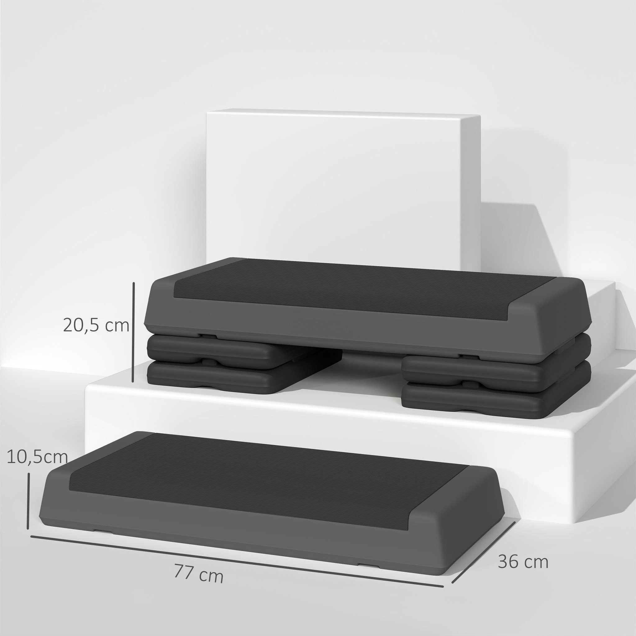 Voir la diapositive 3 : HOMCOM Stepper fitness hauteur réglable max. 250kg gris noir