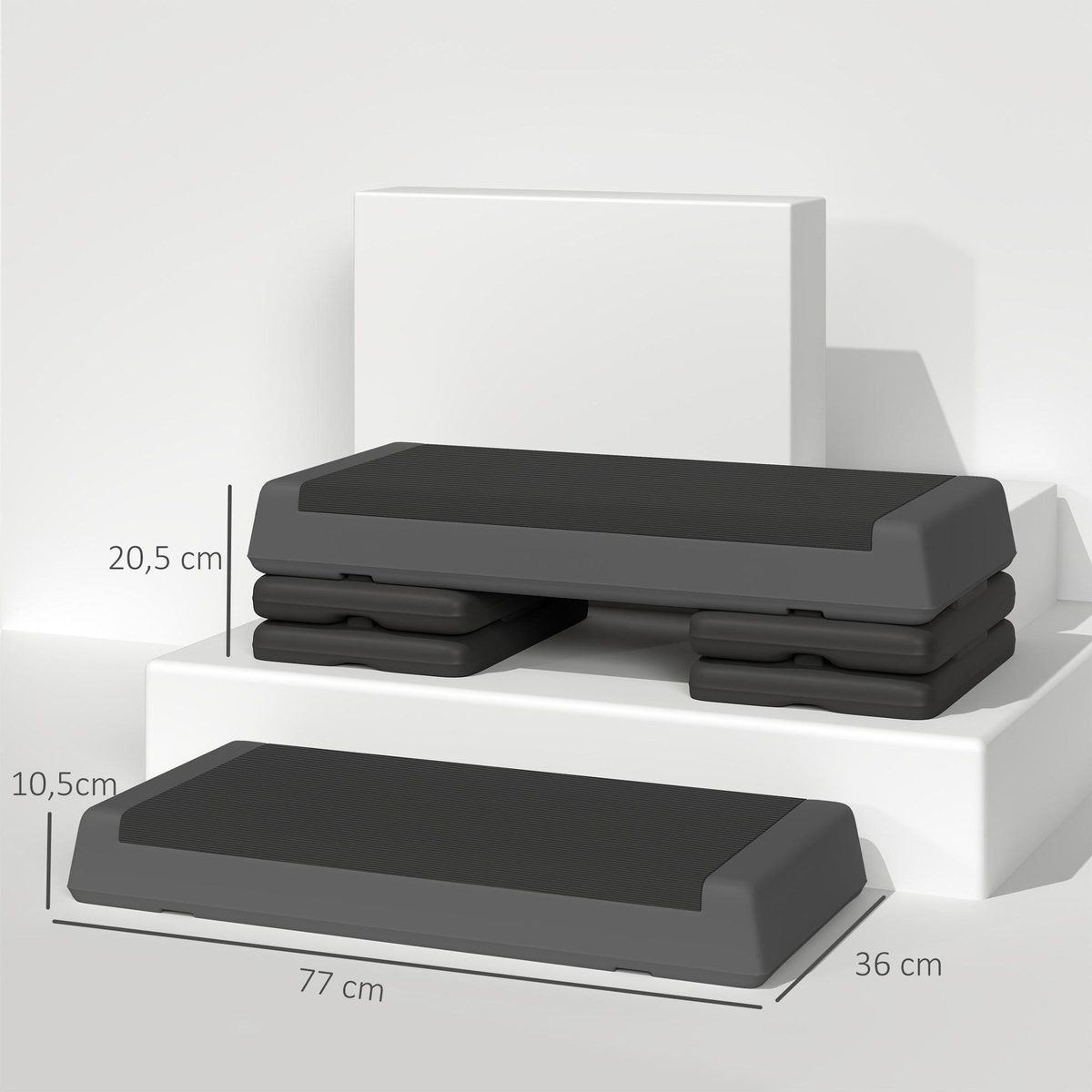 HOMCOM Stepper fitness hauteur réglable max. 250Kg gris noir