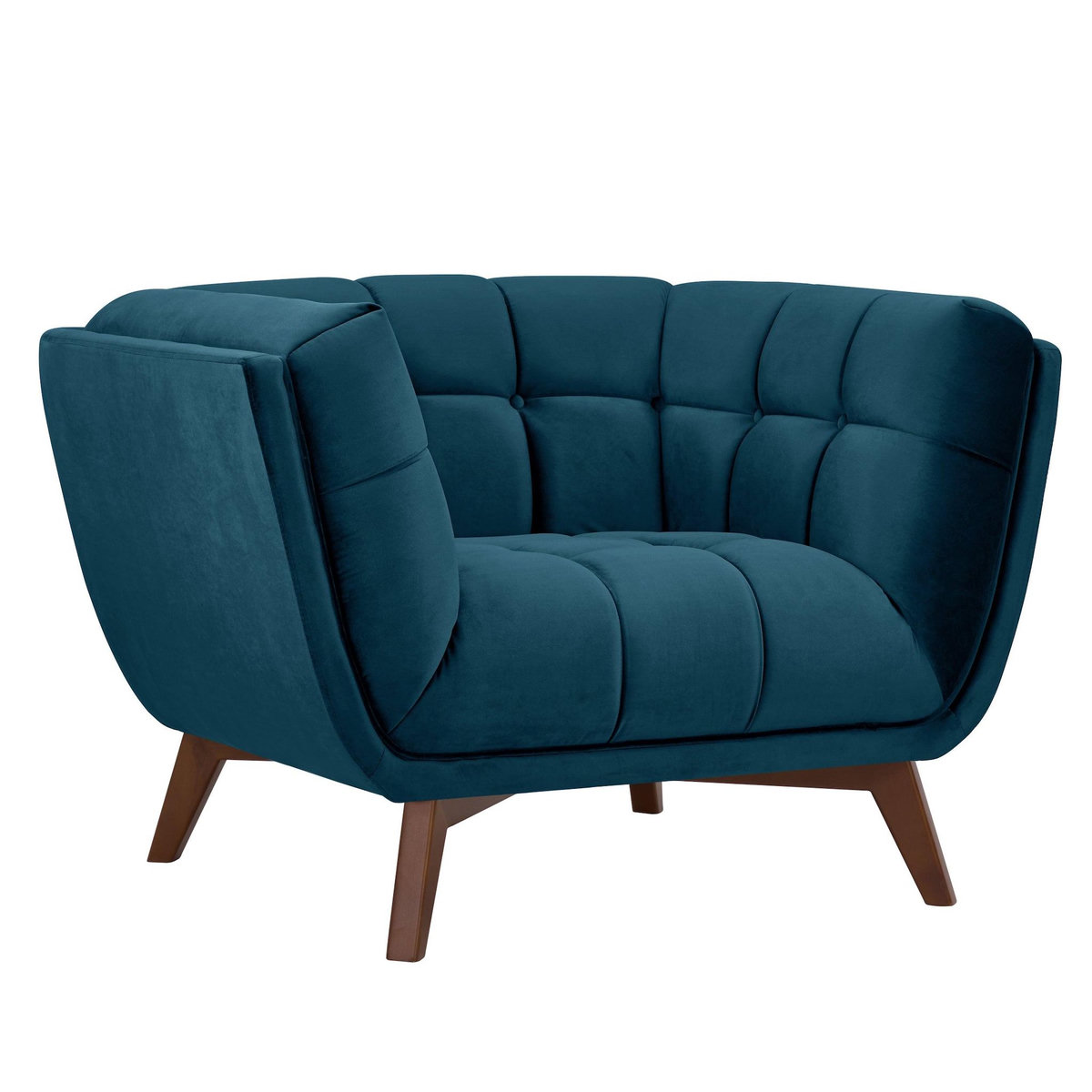 Rendez vous déco Fauteuil en velours bleu foncé-Mona