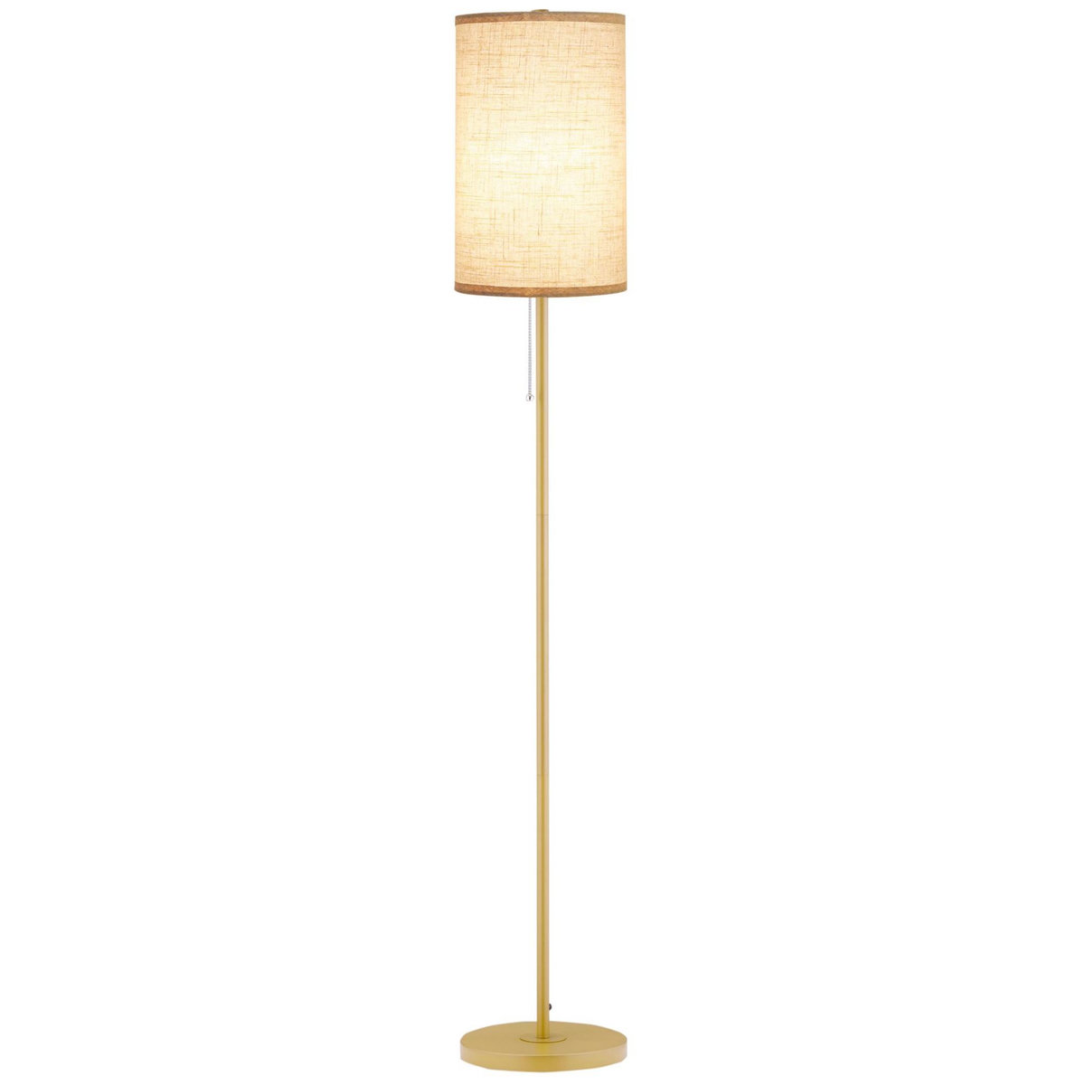 HOMCOM Lampadaire design néo-rétro 40 W max. piètement mât acier doré abat-jour lin crème