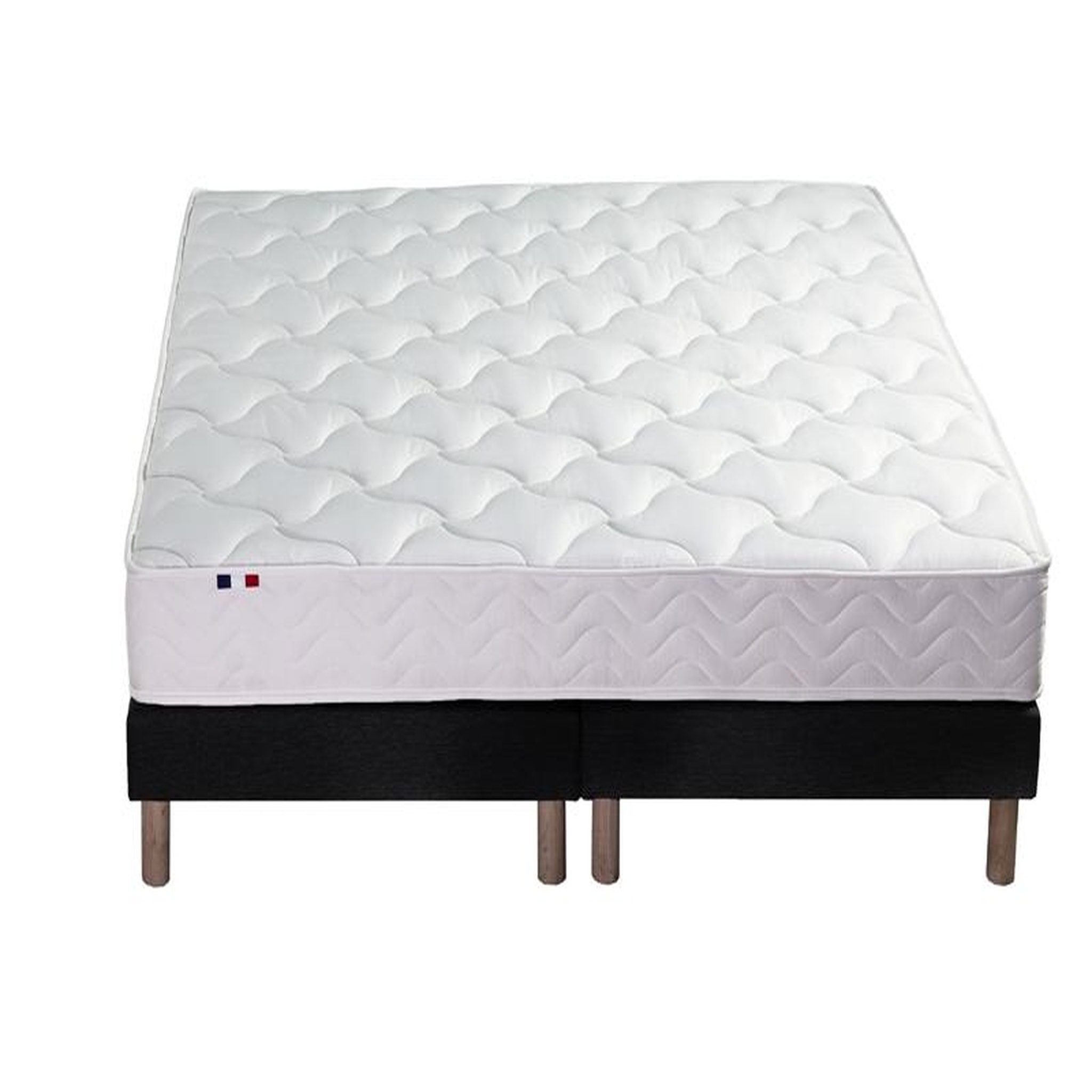 Voir la diapositive 4 : Ensemble literie matelas ressorts ensachés 20cm 160x200 cm + sommier tapissier noir 2x80cm ASTRE