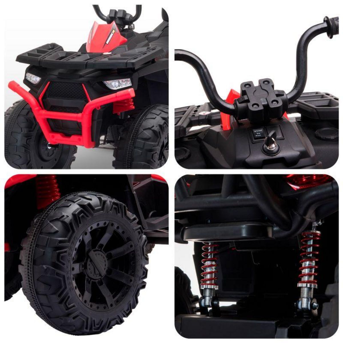 PLAY4FUN Quad électrique 2x 40W pour enfant - avec 4 suspensions, Marche AV/AR et Système audio