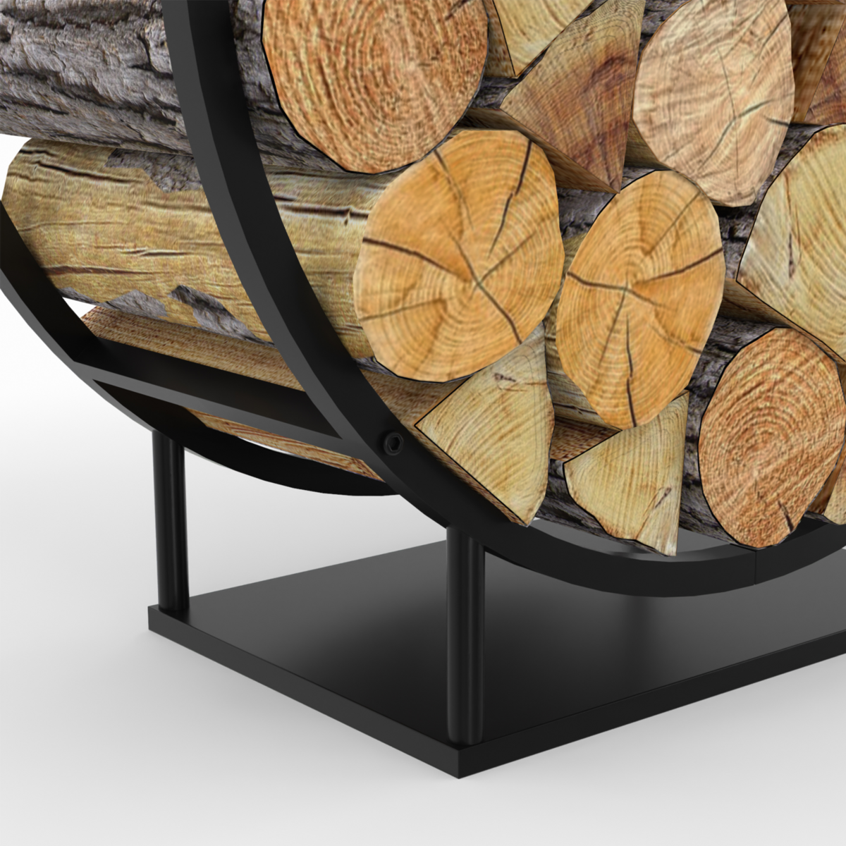 ID MARKET Range bûches rond 70 x 30 x 74 cm acier noir