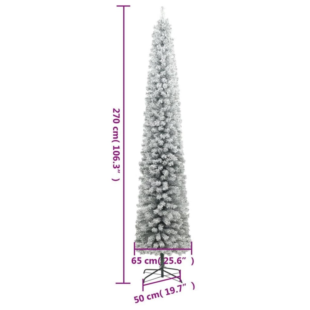 VIDAXL Sapin de Noël mince avec support et flocon de neige 270 cm PVC