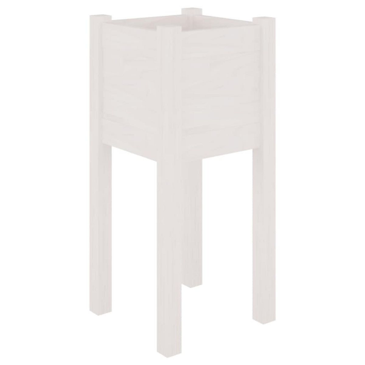 VIDAXL Jardinieres d'exterieur 2 pcs Blanc 31x31x70 cm Bois de pin