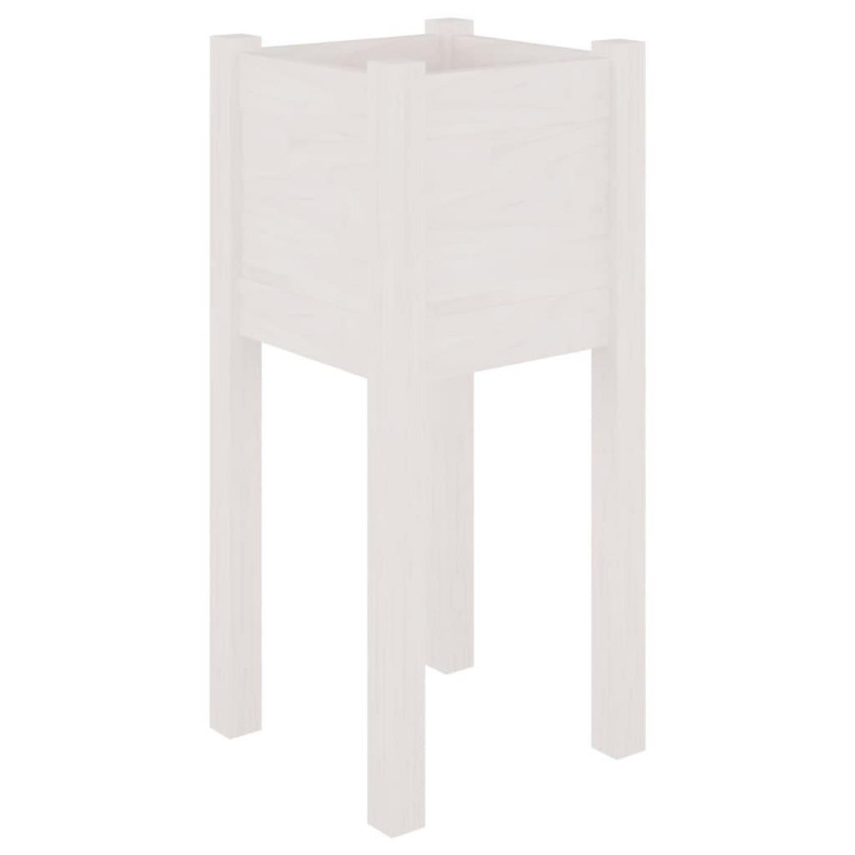 VIDAXL Jardinieres d'exterieur 2 pcs Blanc 31x31x70 cm Bois de pin