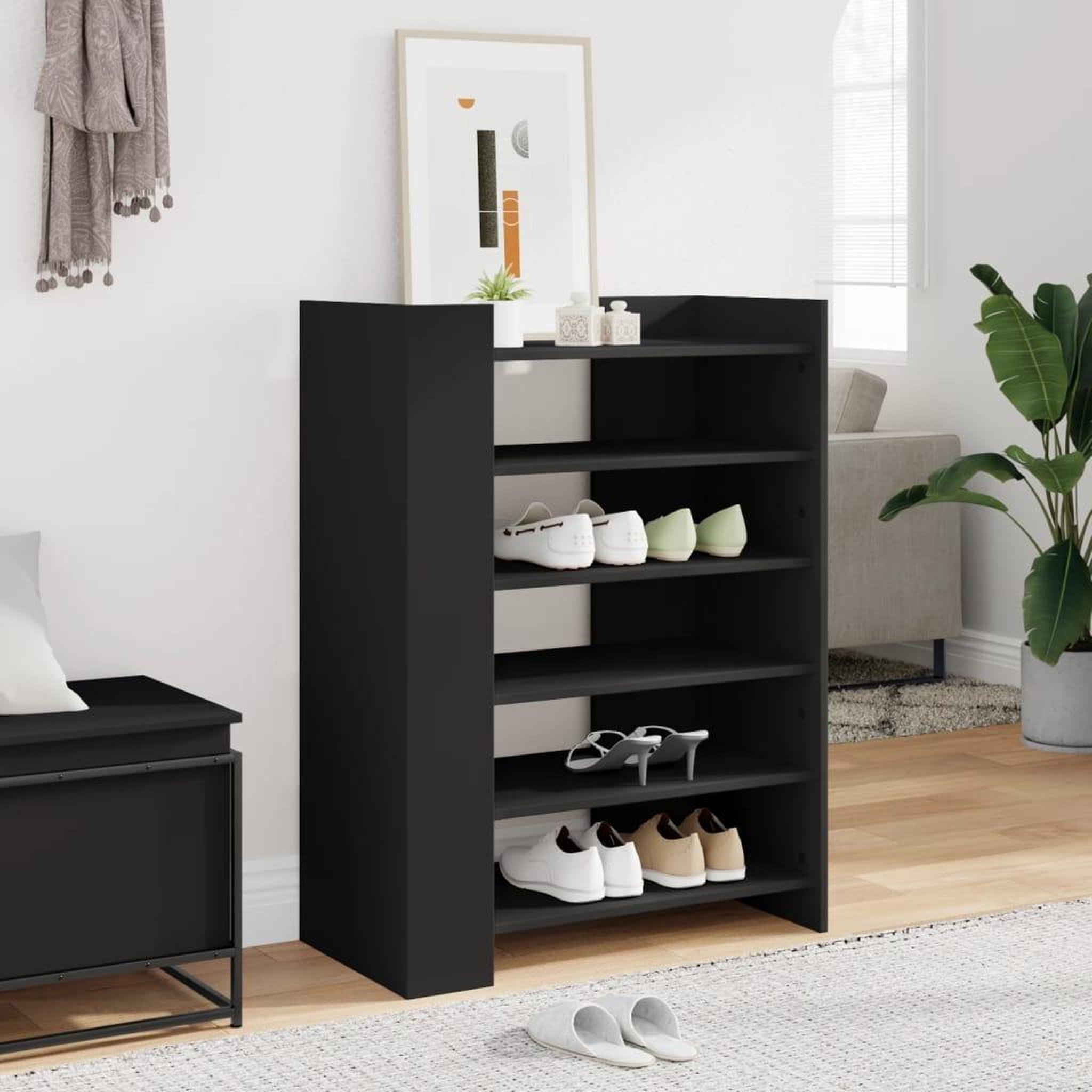 VIDAXL Armoire a chaussures noir 74,5x37,5x100 cm bois d'ingenierie