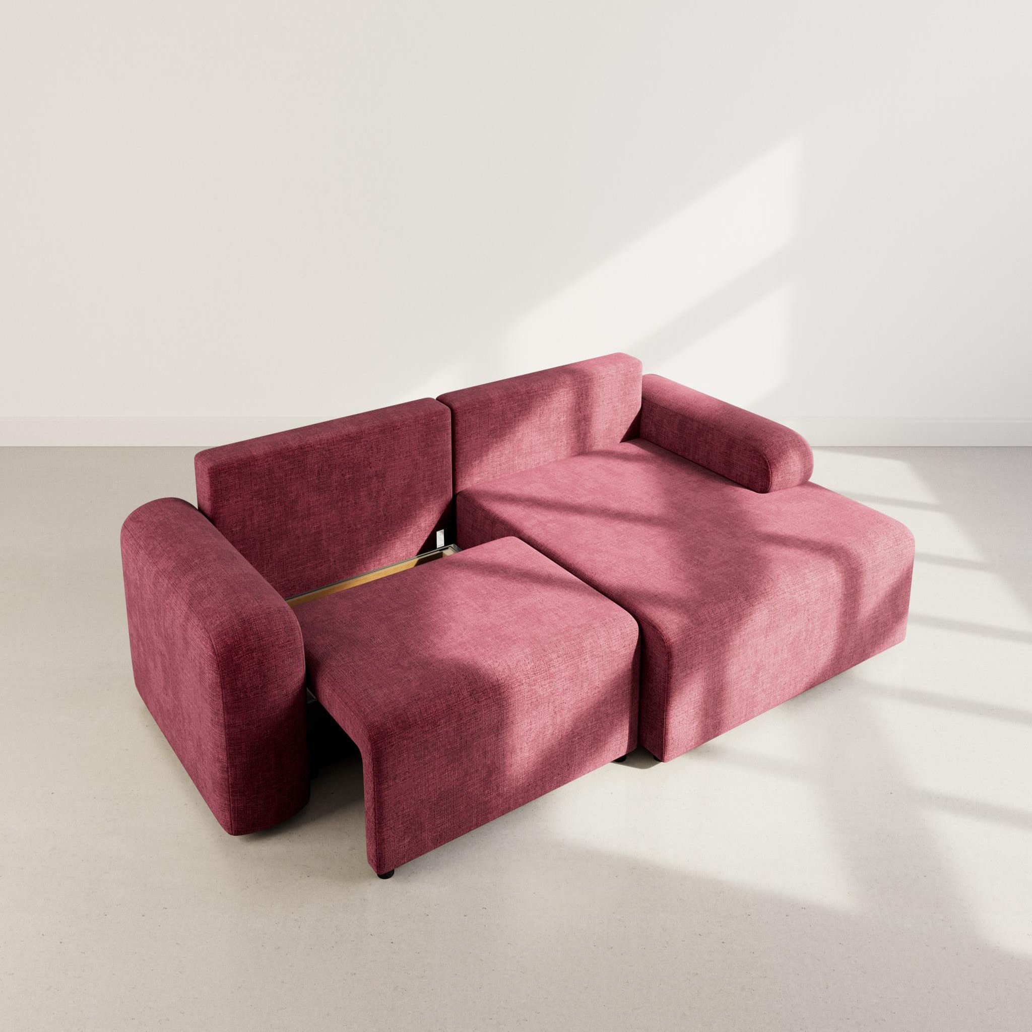 Voir la diapositive 3 : BEST MOBILIER Rebecca - canapé d'angle droit 4 places convertible avec coffre en velours texturé