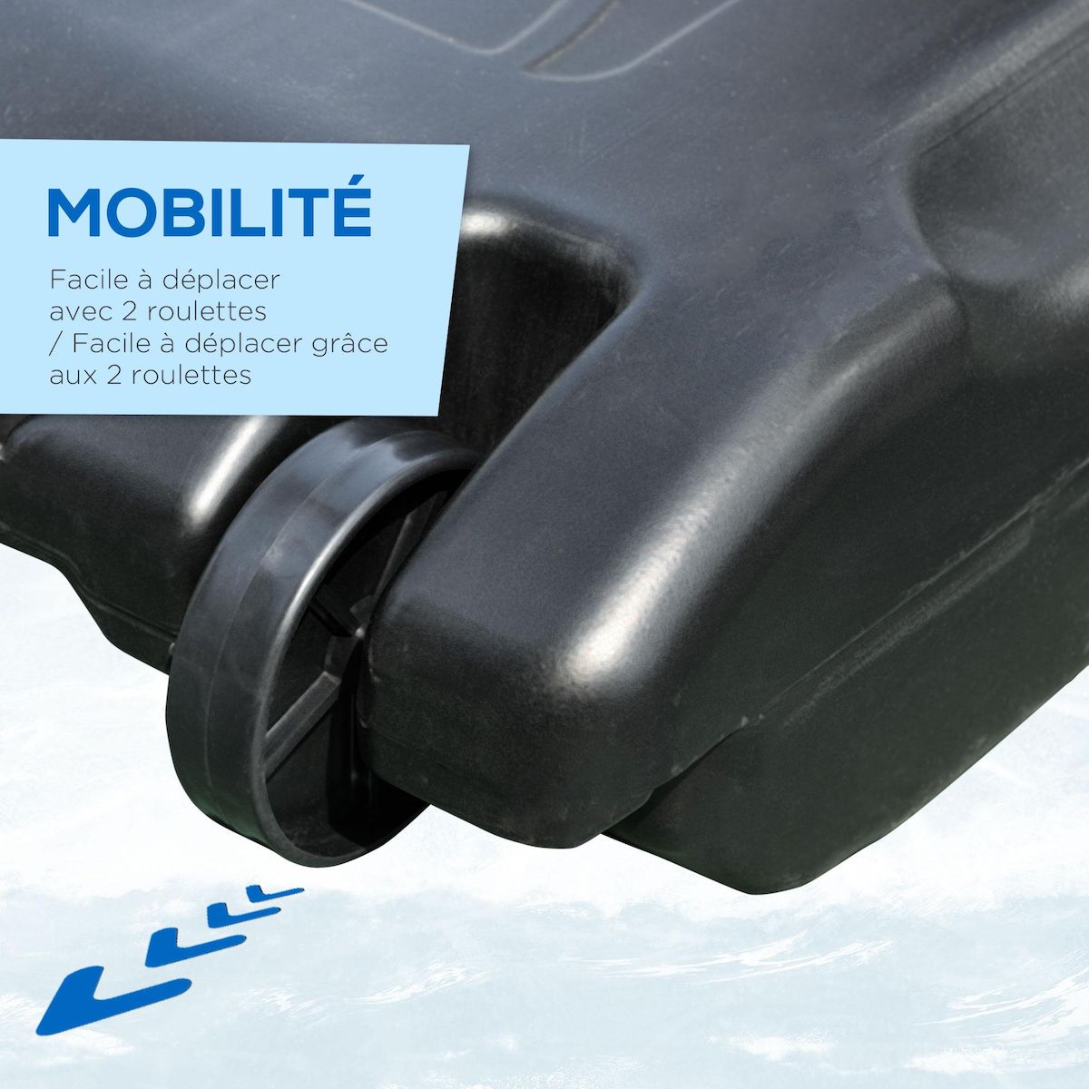 HOMCOM Panier de Basket-Ball sur pied pour bord de piscine poteau panneau, base de lestage sur roulettes hauteur arceau réglable 1,1 - 1,3 m noir blanc