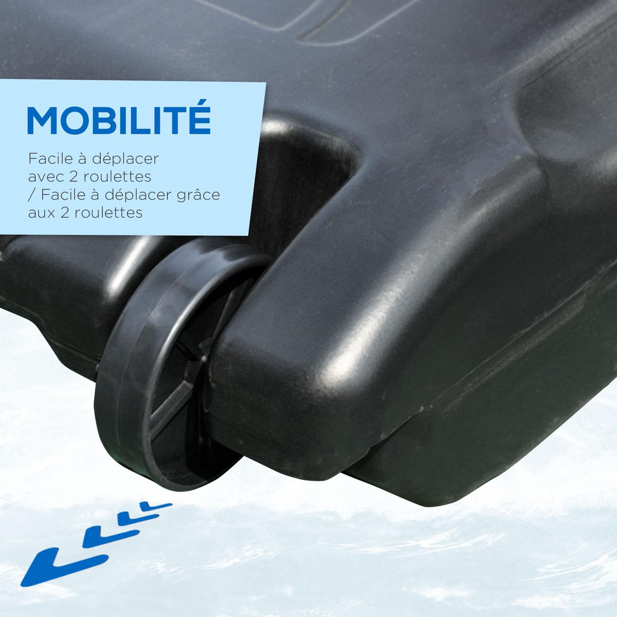 HOMCOM Panier de Basket-Ball sur pied pour bord de piscine poteau panneau, base de lestage sur roulettes hauteur arceau réglable 1,1 - 1,3 m noir blanc