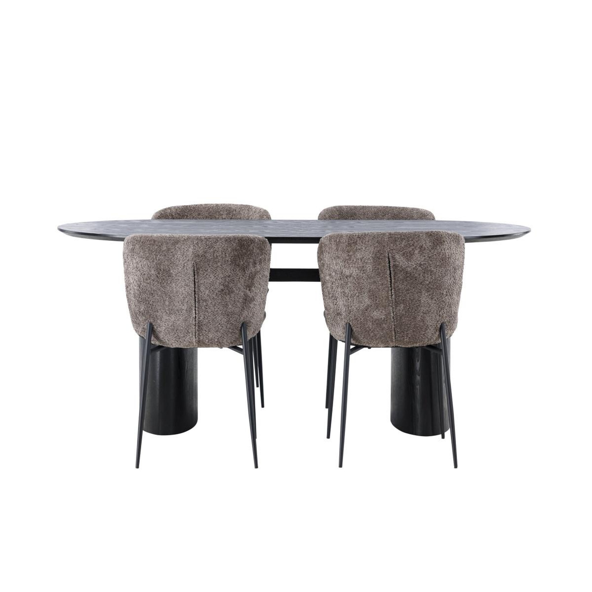 Voir la diapositive 4 : Paris Prix Ensemble table à manger & 4 chaises  isolde & modesto  180cm noir & marron
