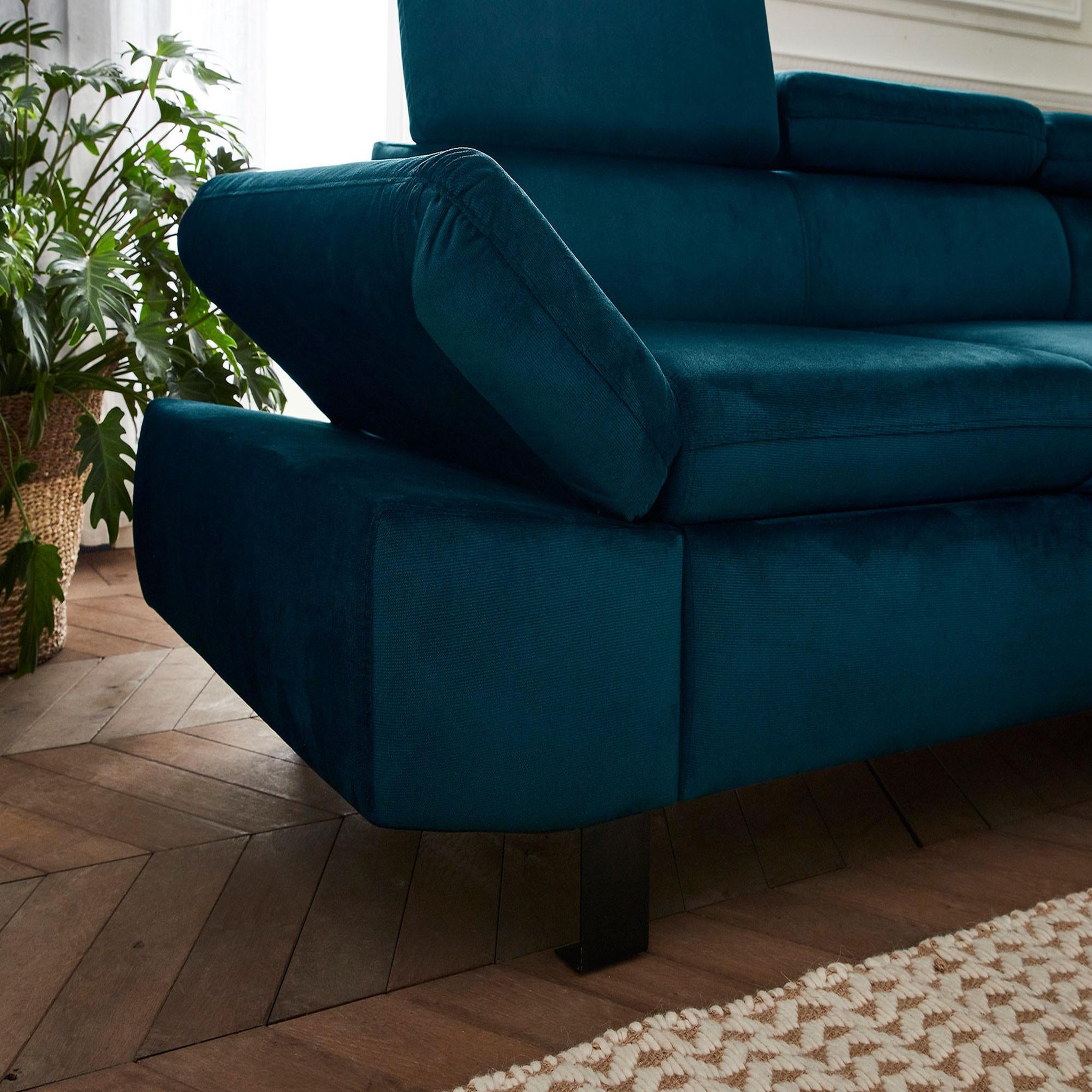 Voir la diapositive 4 : LISA DESIGN Nairobi - canapé d'angle convertible - en velours - 5 places - avec têtières - droit