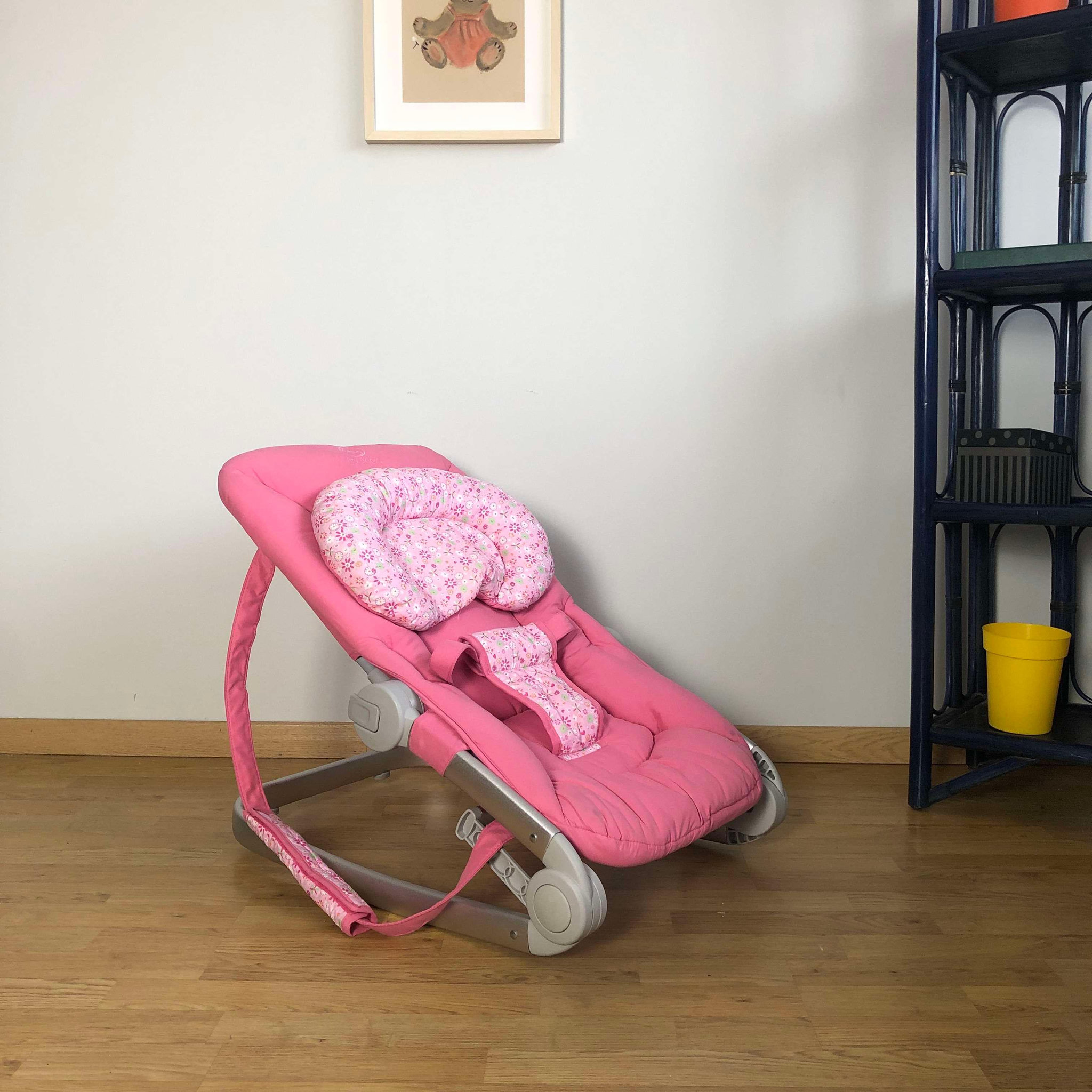 Voir la diapositive 2 : BAMBISOL Bambisol Transat Balancelle Bébé Luxe | Velours, Cale-Tête Réglable | Full Rose