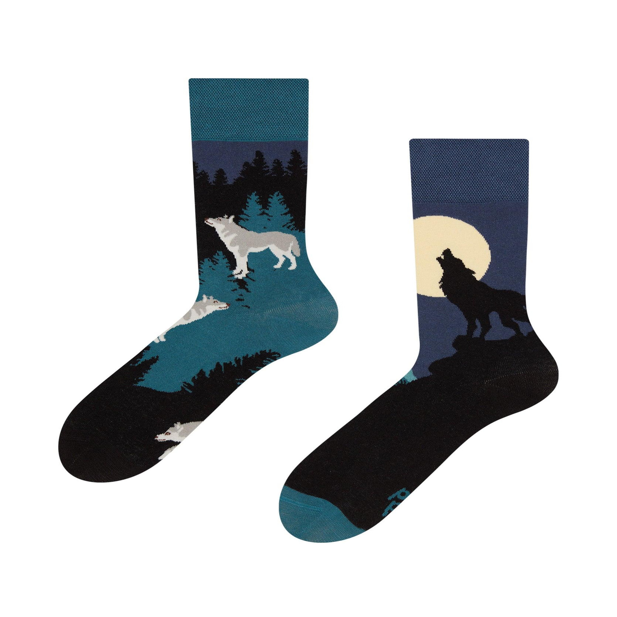 DEDOLES Chaussettes loup à la lune. Coloris disponibles : Multicolore