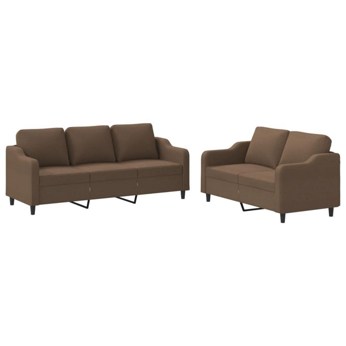 VIDAXL Ensemble de canapes 2 pcs avec coussins Marron Tissu