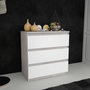 Voir la diapositive 2 : MARKET24 Commode CHELSEA 3 Tiroirs - Couleur blanc/béton clair - L 77,2 x P 42 x H 79,9 cm